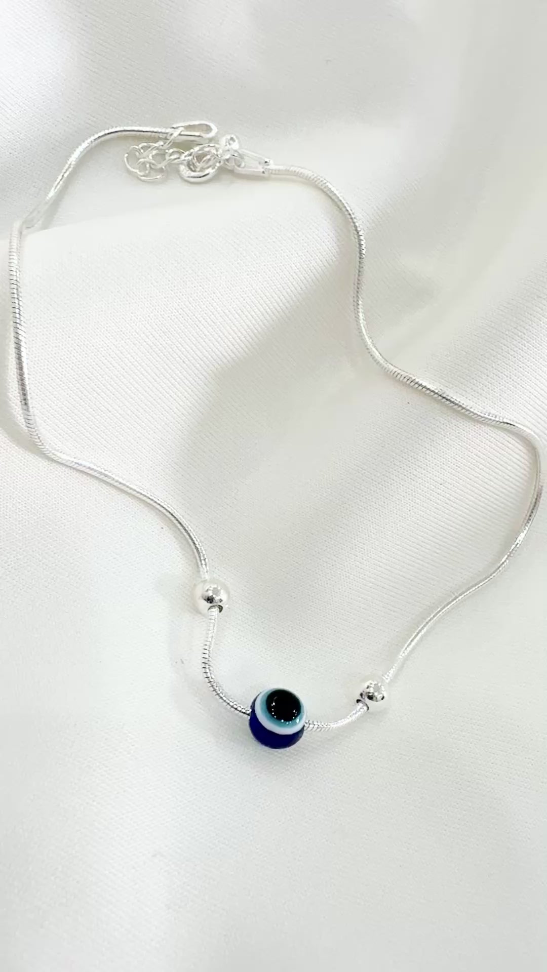 Evil Eye 92.5 Lightweight Silver Anklet