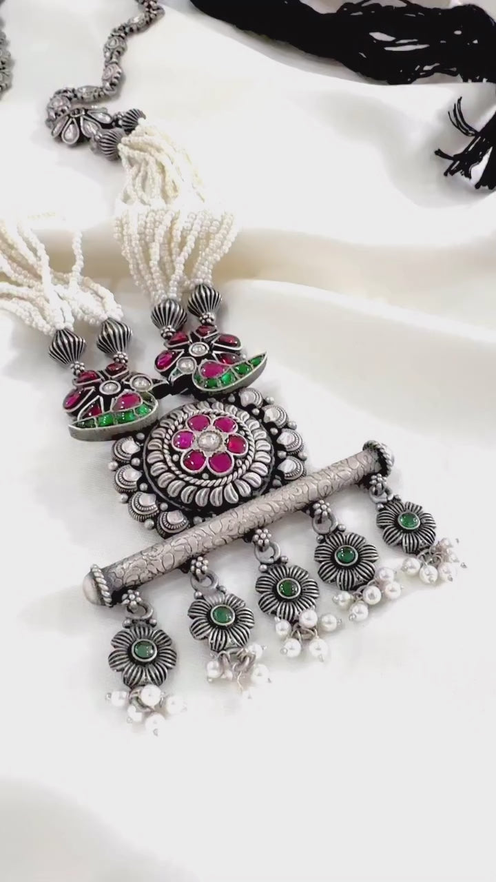 Maharani Phoolmoti Rani Haar Set – 92.5 Silver Temple Jewelry