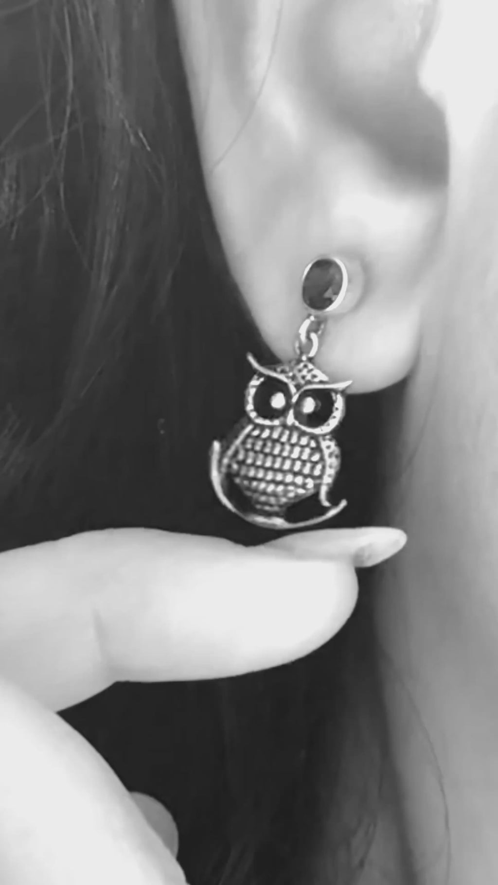 Lakshmi's Owl Charms 92.5 Silver Statement Earrings