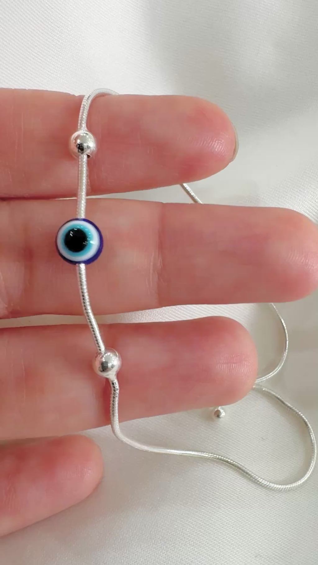 Evil Eye 92.5 Lightweight Silver Anklet
