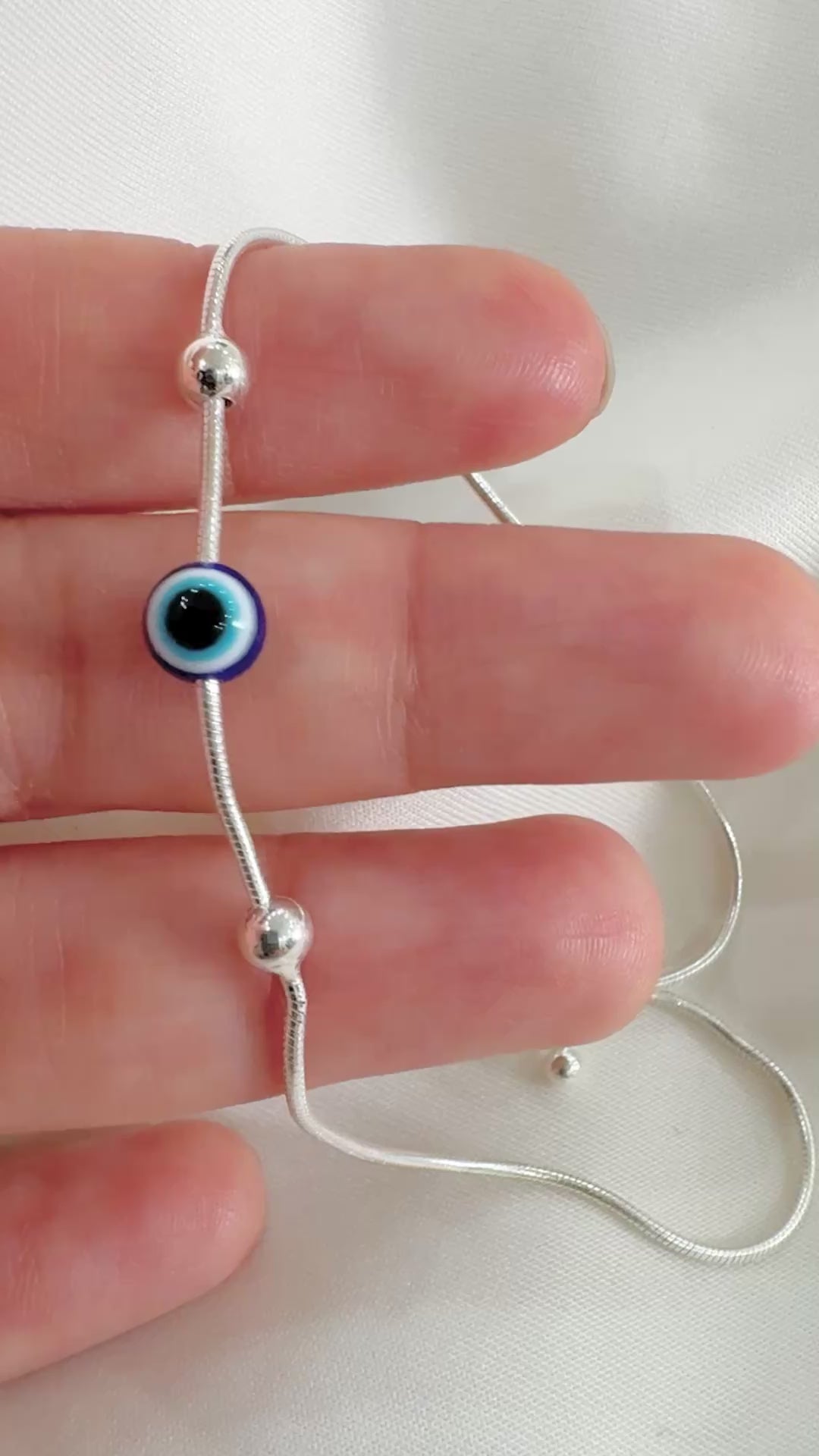 Evil Eye 92.5 Lightweight Silver Anklet