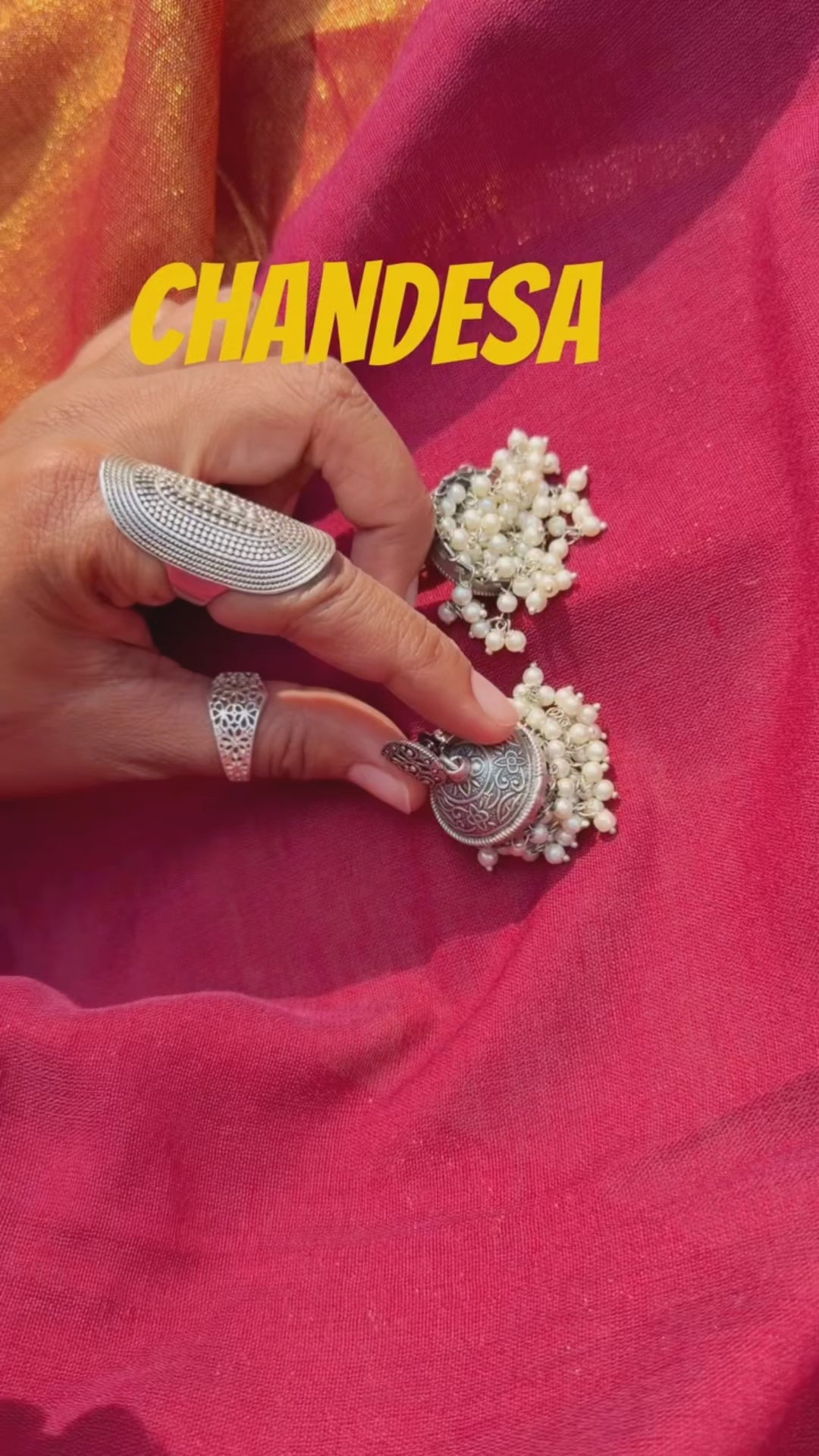 92.5 Silver Paisley Jhumka Earrings With Pearls