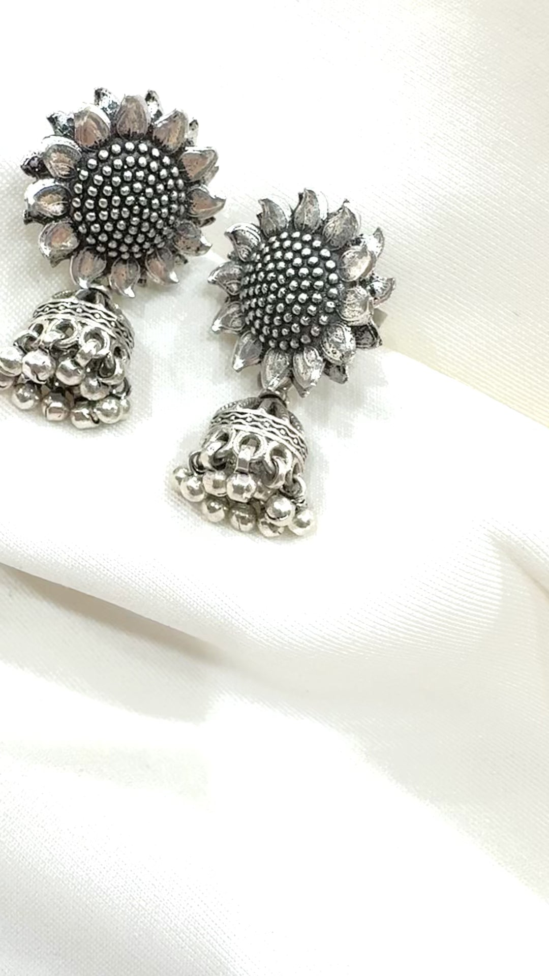 The Sunshine Jhumki 92.5 Silver Earrings - Handcrafted