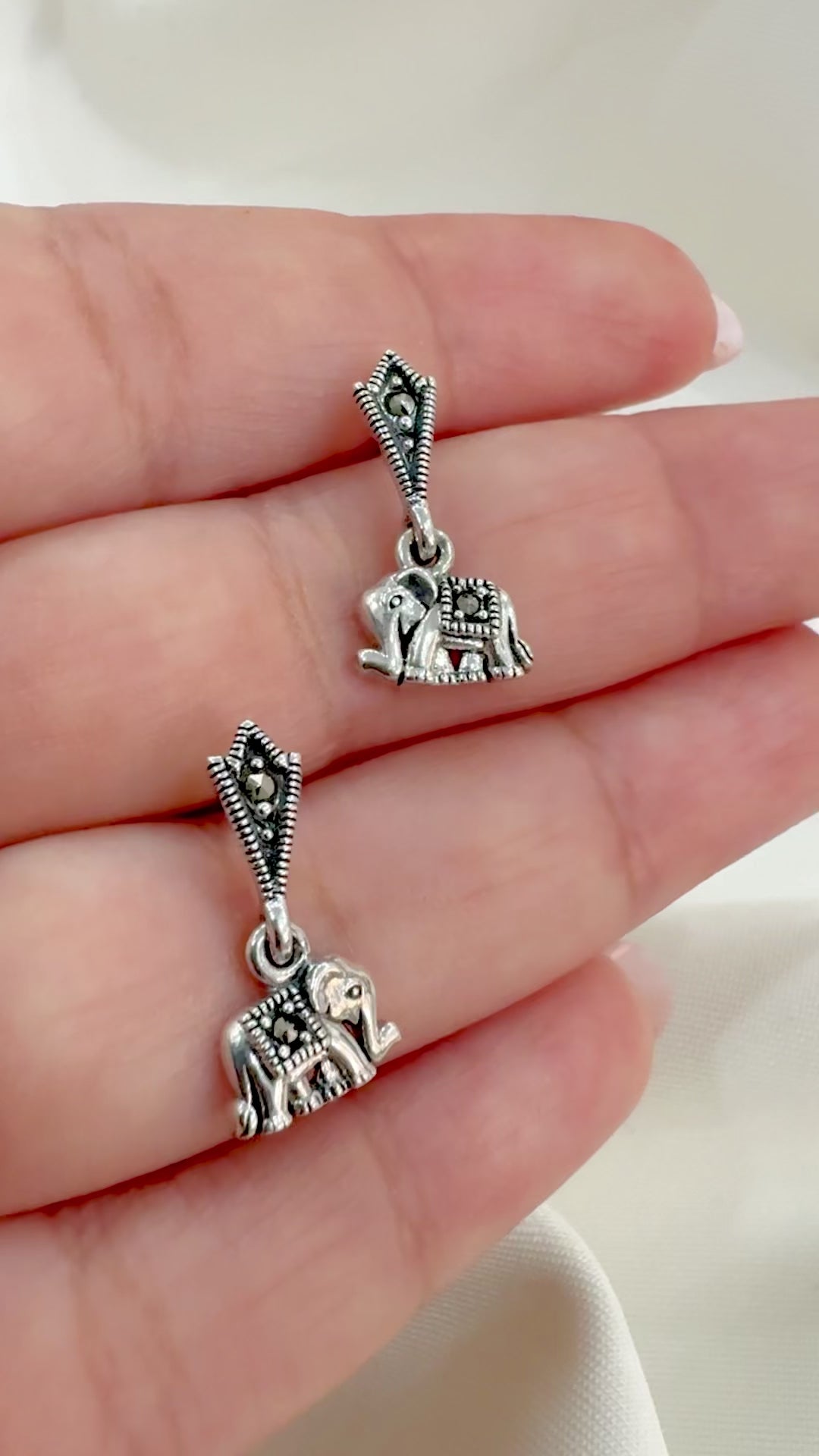 Matanga Charm 92.5 Silver Marcasite Earrings