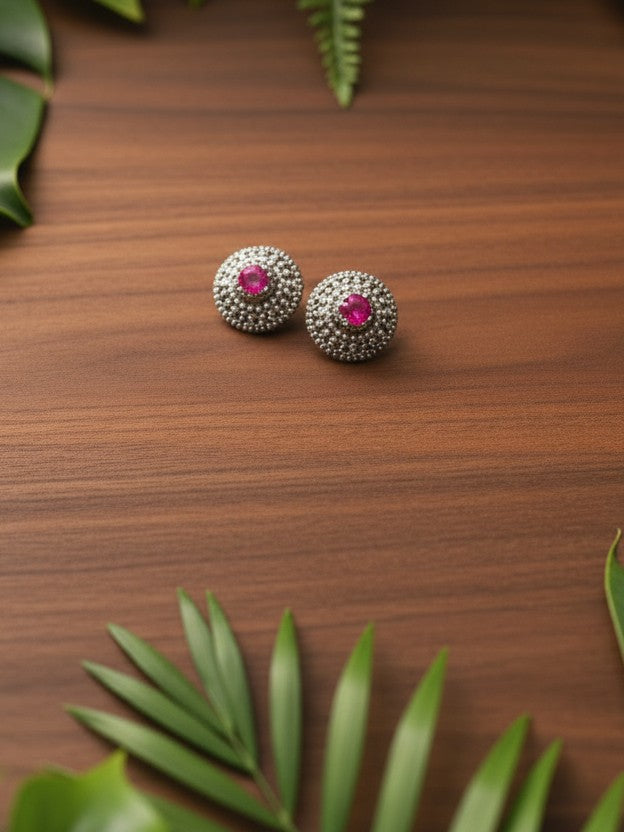 Rosea Dome 92.5 Silver Marcasite Stud Earrings