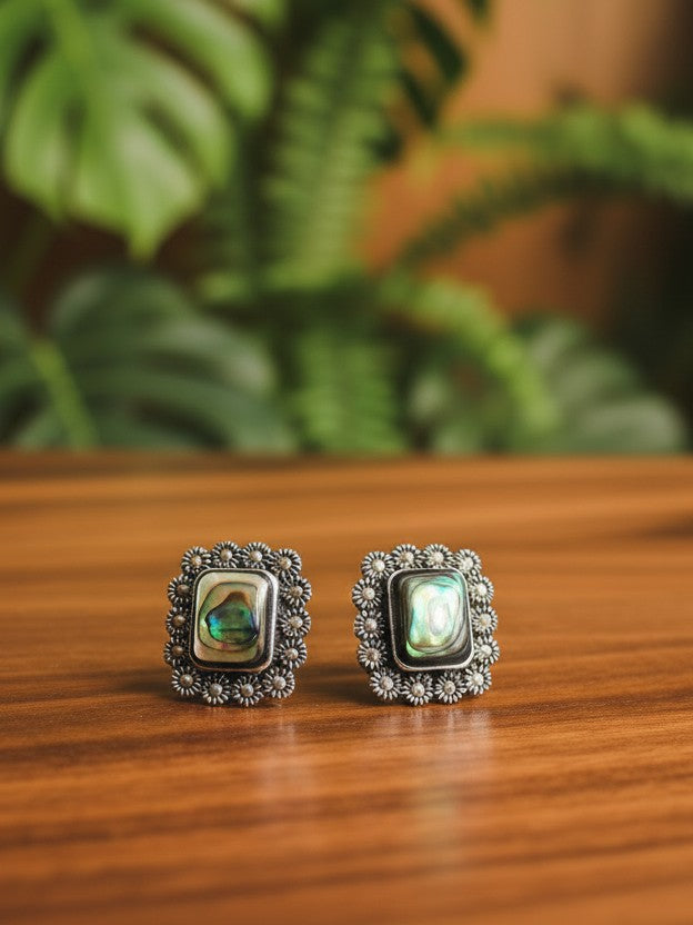 Mayura Glow 92.5 Silver Marcasite Stud Earrings