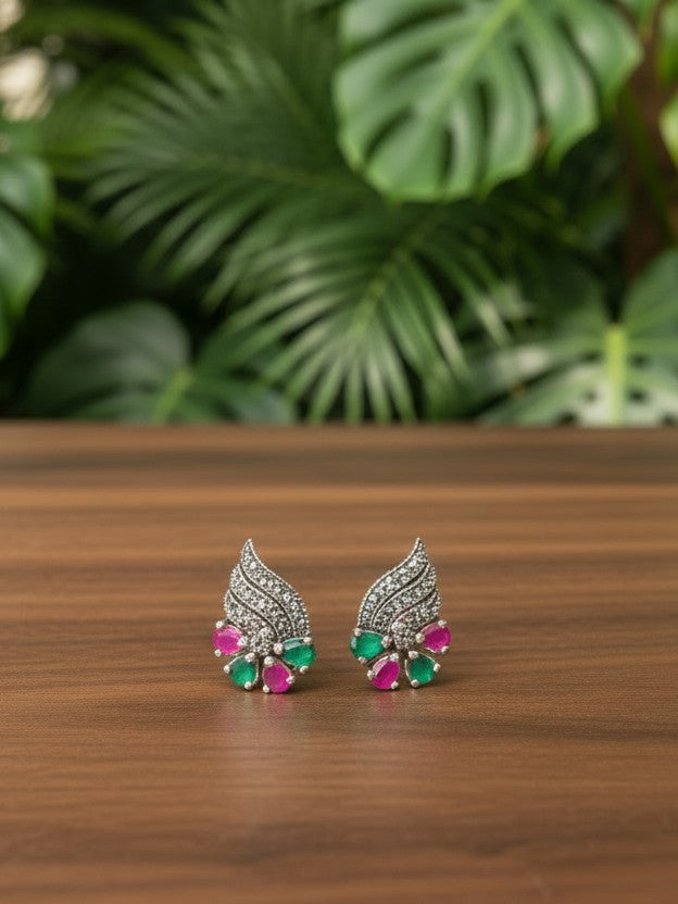 Vintage Wing 92.5 Silver Marcasite Stud Earrings