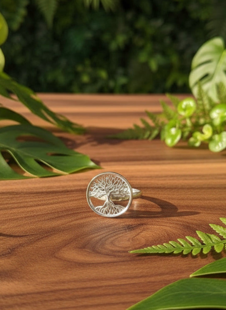 Vriksha Traditional 92.5 Silver Adjustable Ring