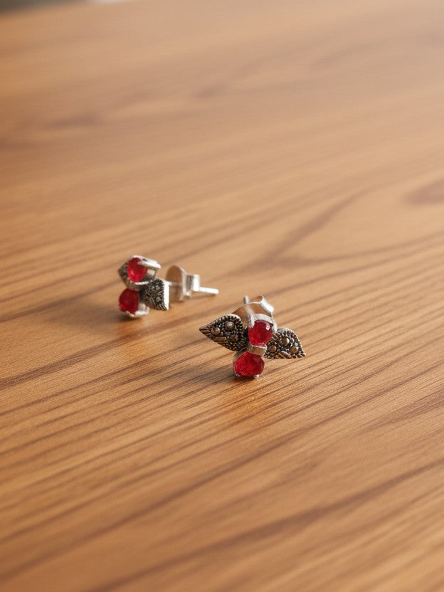 Angel Wing 92.5 Silver Marcasite Stud Earrings