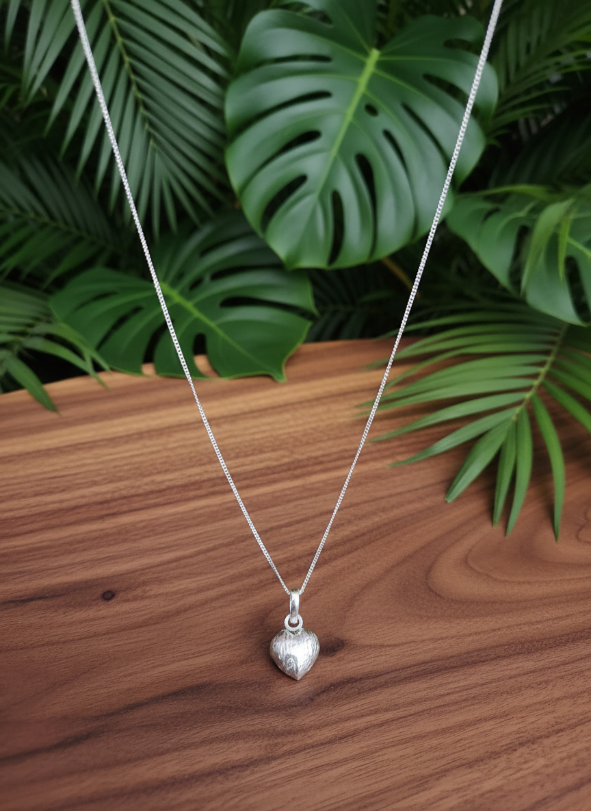 Timeless Heart Pendant Minimalistic 92.5 Silver Necklace
