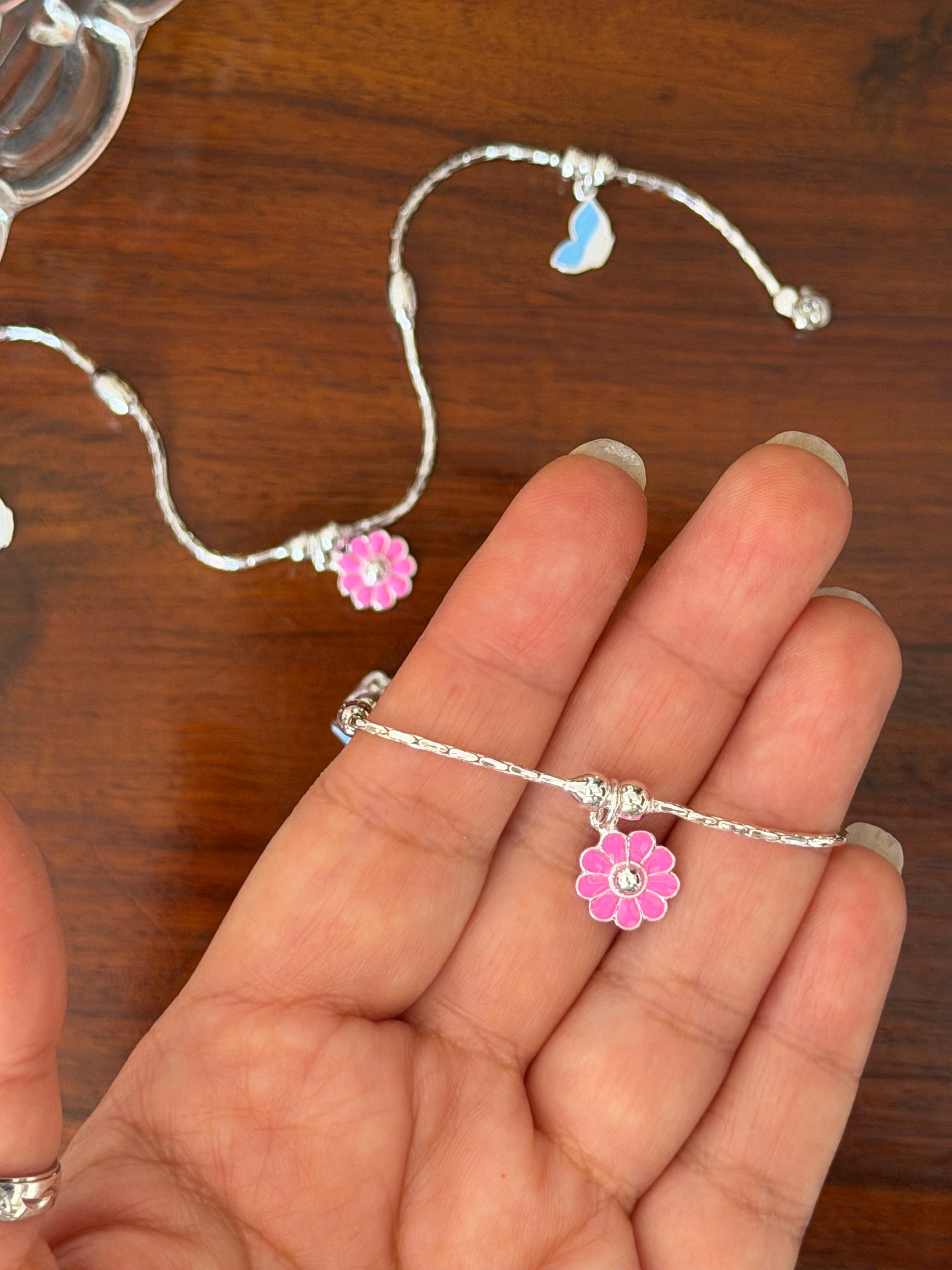 Kusumpari 92.5 Lightweight Silver Anklet - Pair