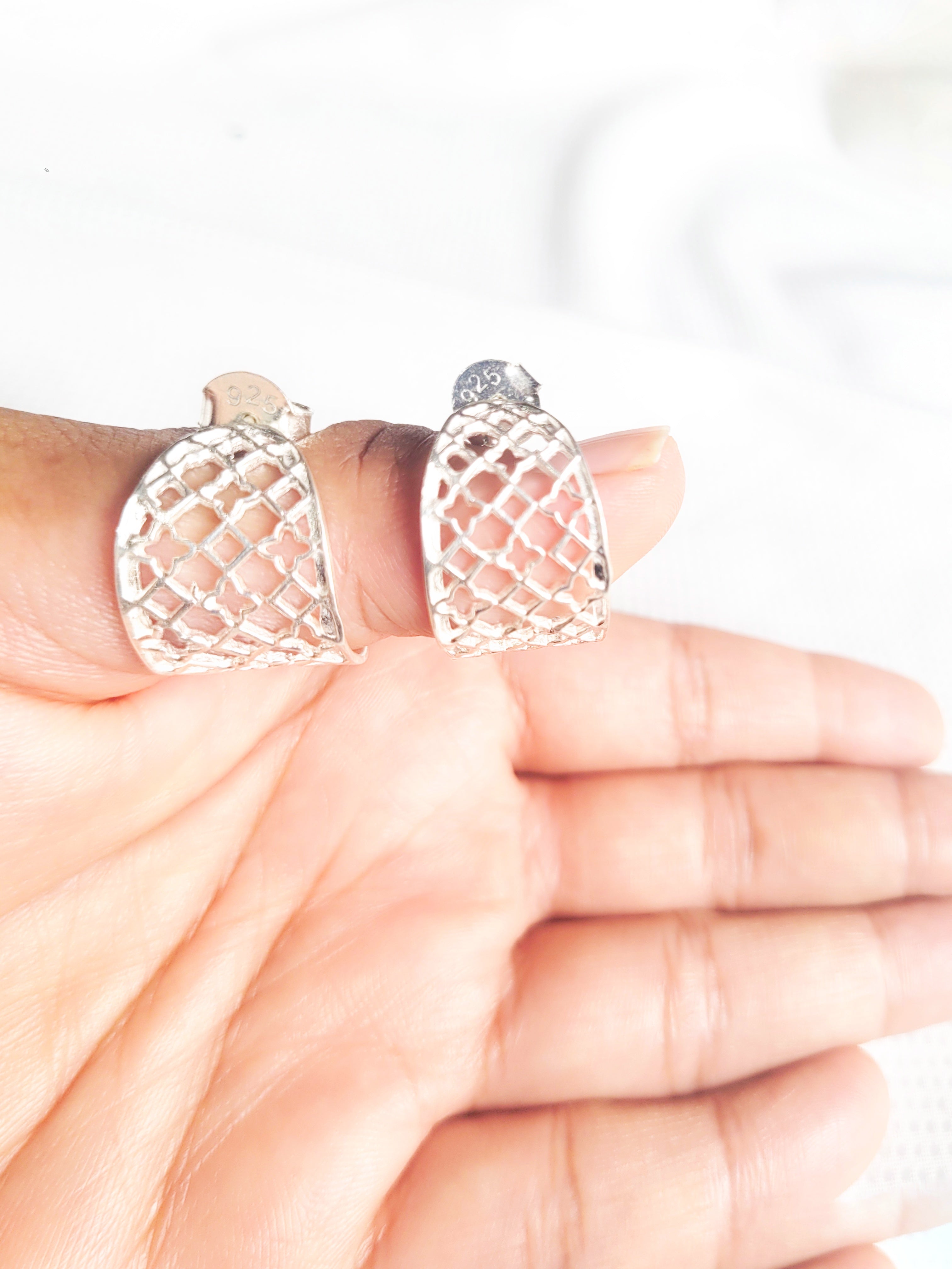 Mesh Mirage 92.5 Silver drops Studs - Handcrafted