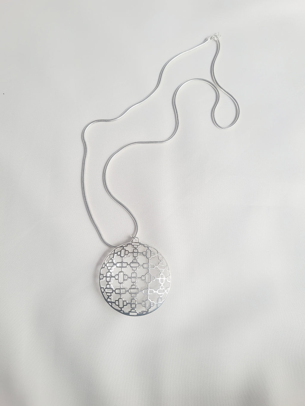 Grid Pattern 92.5 Silver Pendant (Without Chain) - Handcrafted