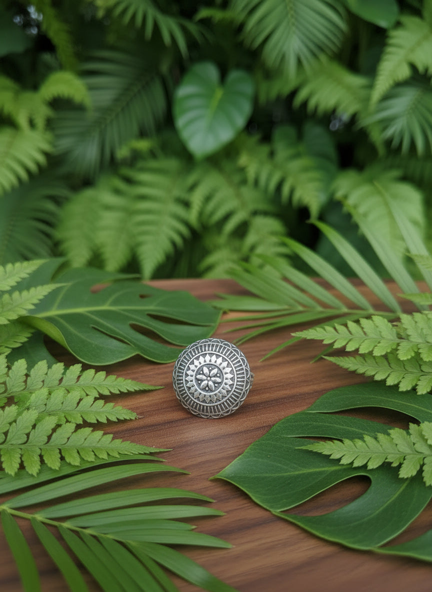 Chakrika Mandala 92.5 Silver Adjustable Ring