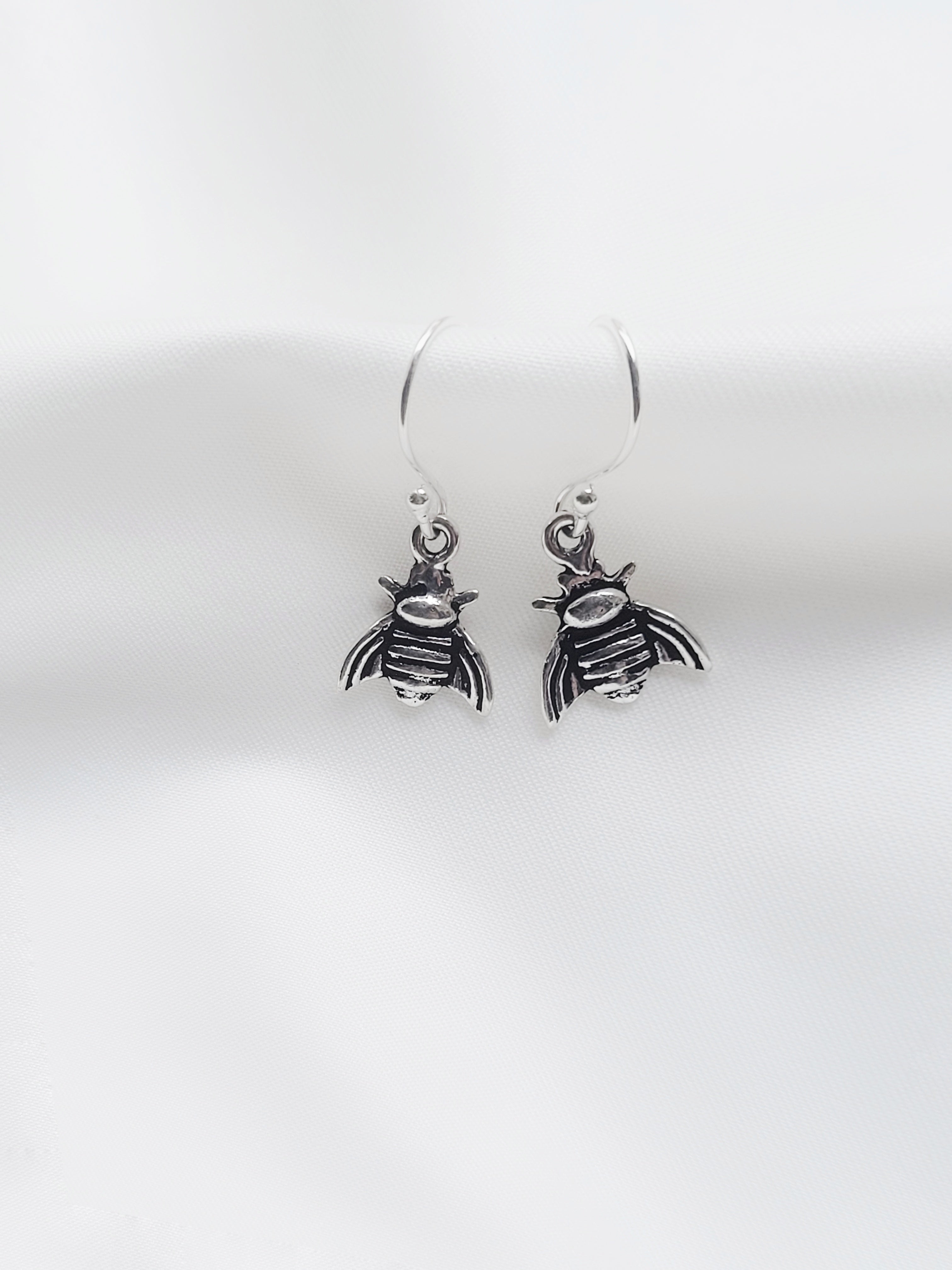 Bee Charm 92.5 Silver Drop Earrings - Handcrafted