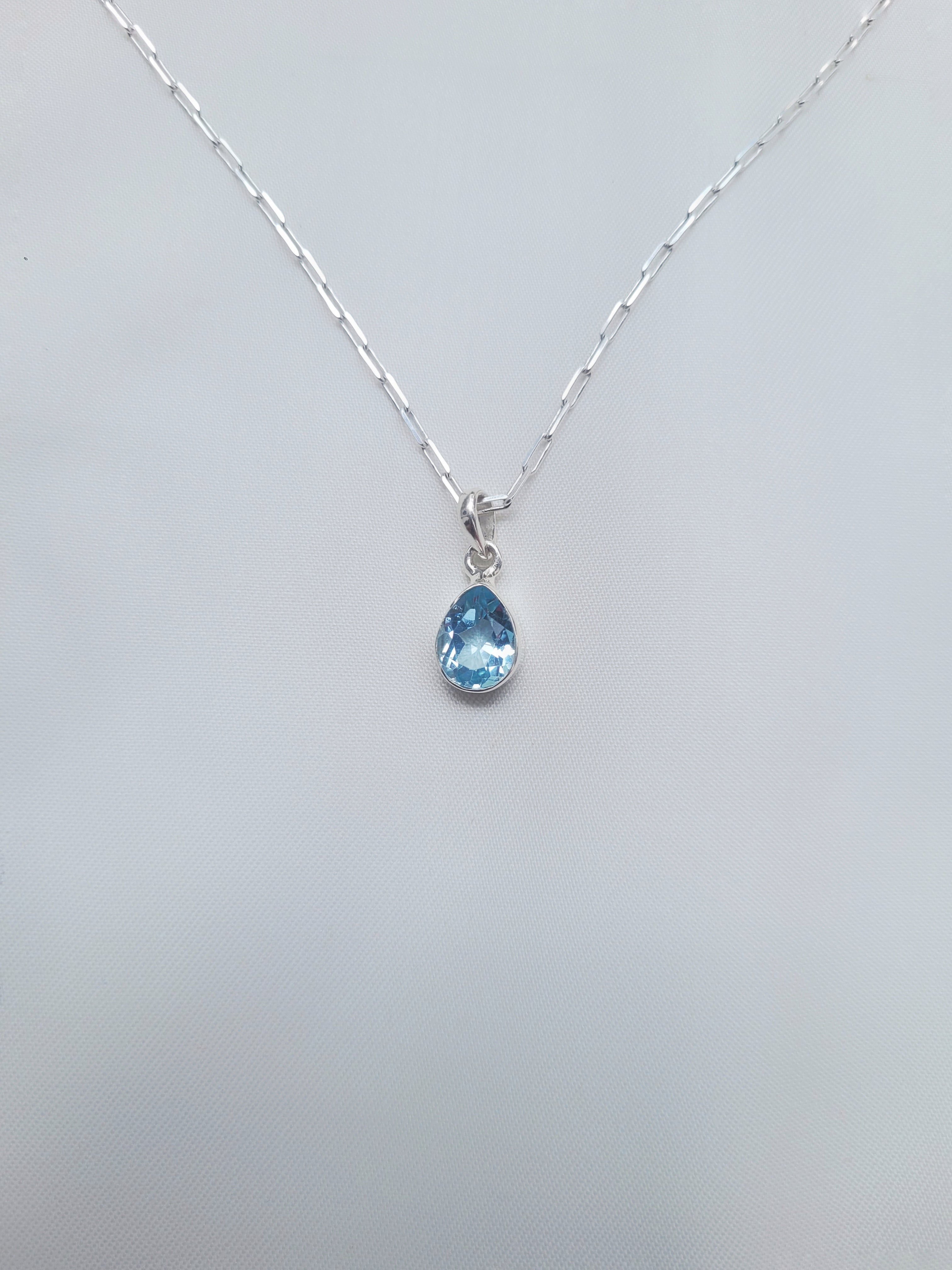 Teardrop Blue Topaz 92.5 Silver Pendant (Without Chain)