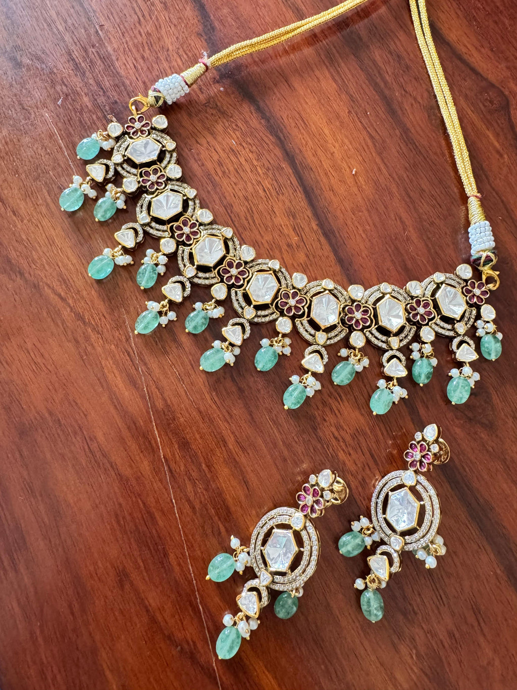 Naaz - Gold Plated 92.5 Silver Necklace Set - Handcrafted