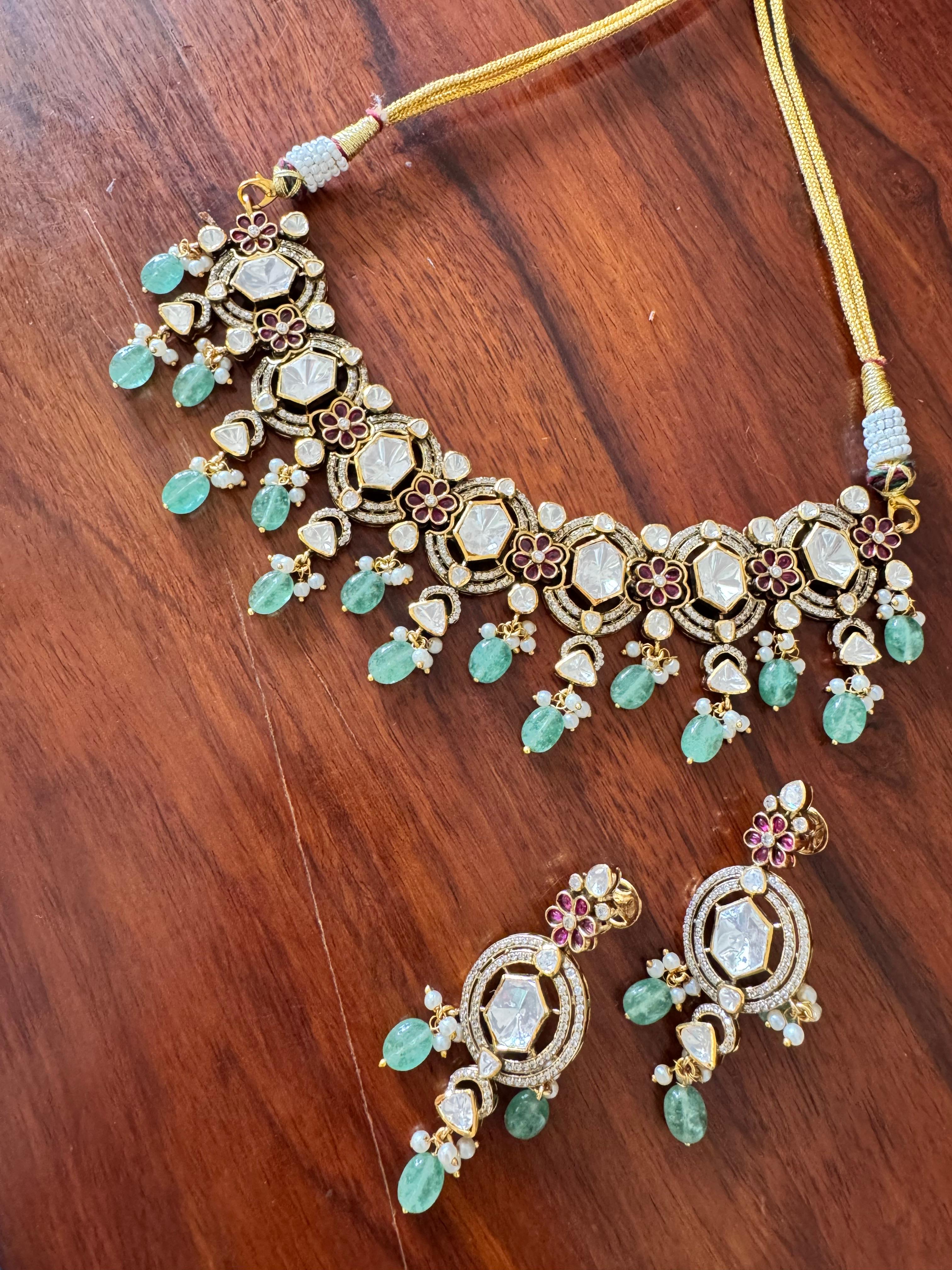 Naaz - Gold Plated 92.5 Silver Necklace Set - Handcrafted