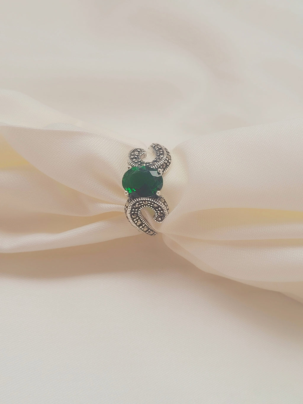 Marcasite Moonlit Grace Oval  92.5 Silver Ring
