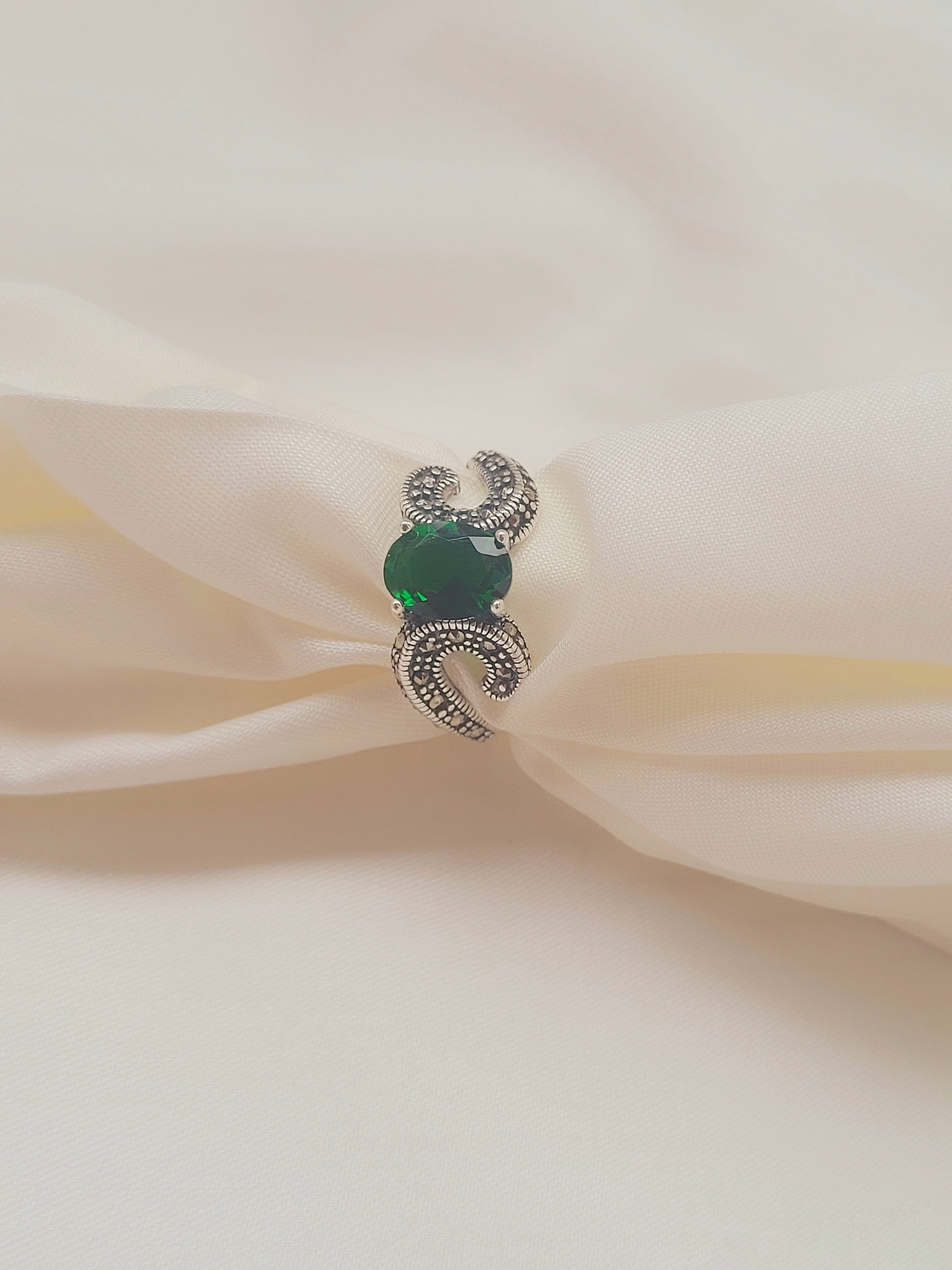 Marcasite Moonlit Grace Oval  92.5 Silver Ring