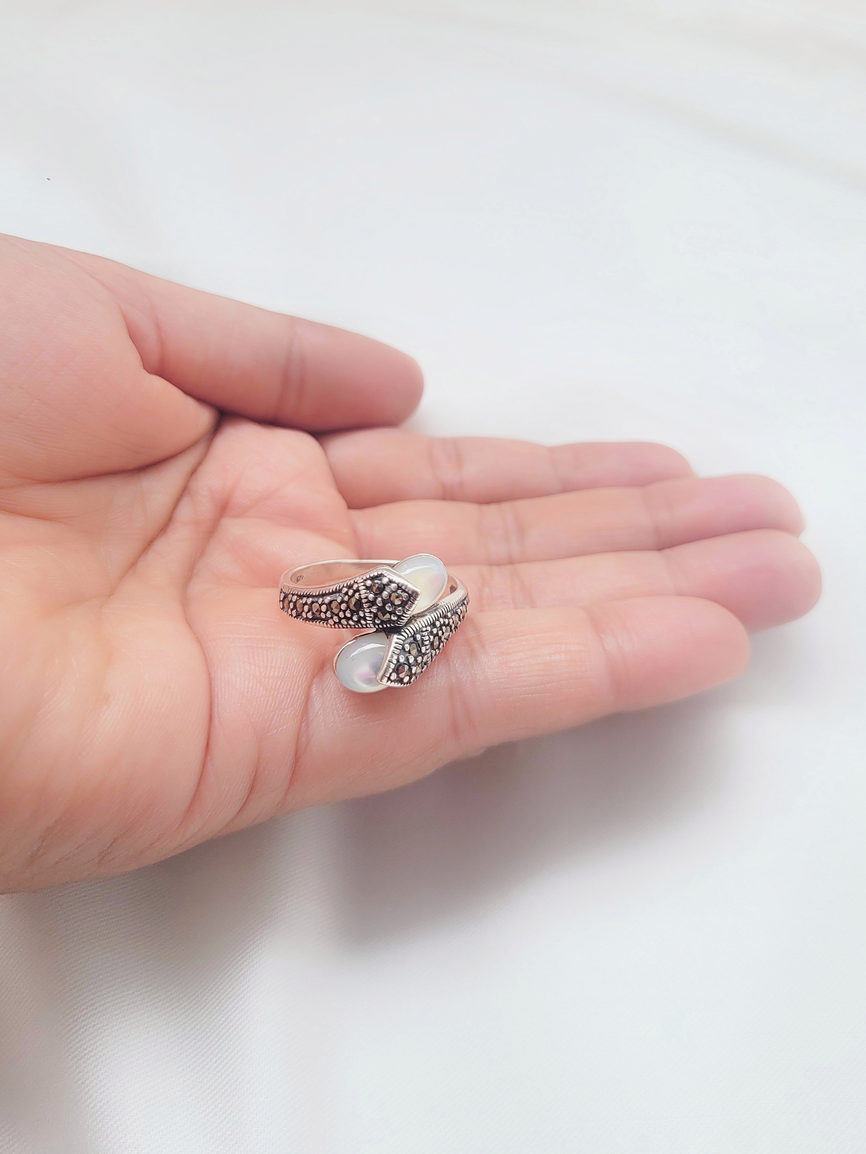 Marcasite Pearl Mist 92.5 Silver Ring