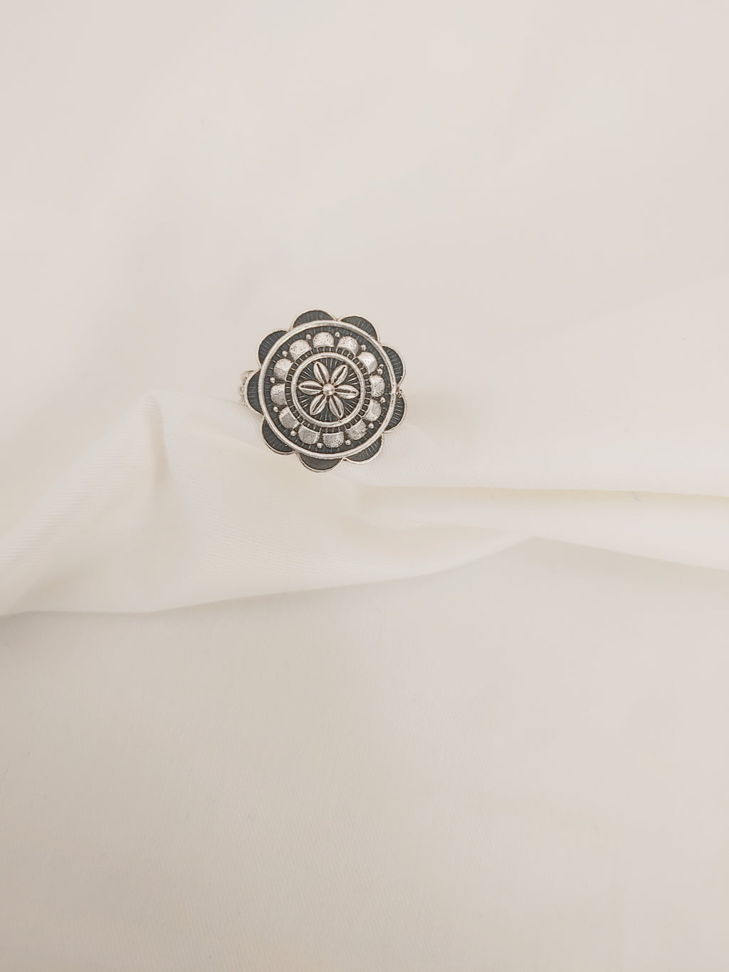 Padmaraga Mandala 92.5 Silver Adjustable Ring