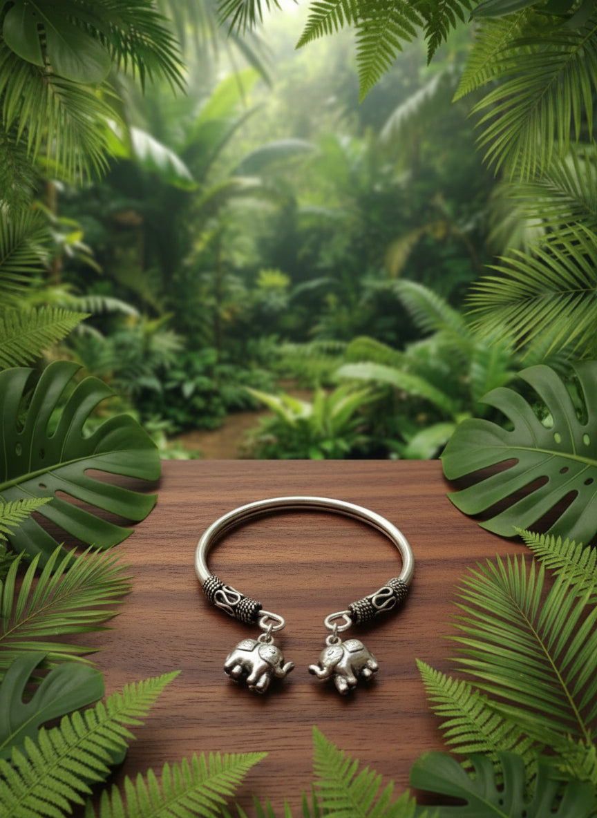 Gannu - 92.5 Silver Bracelet With Elephant Charms for Kids