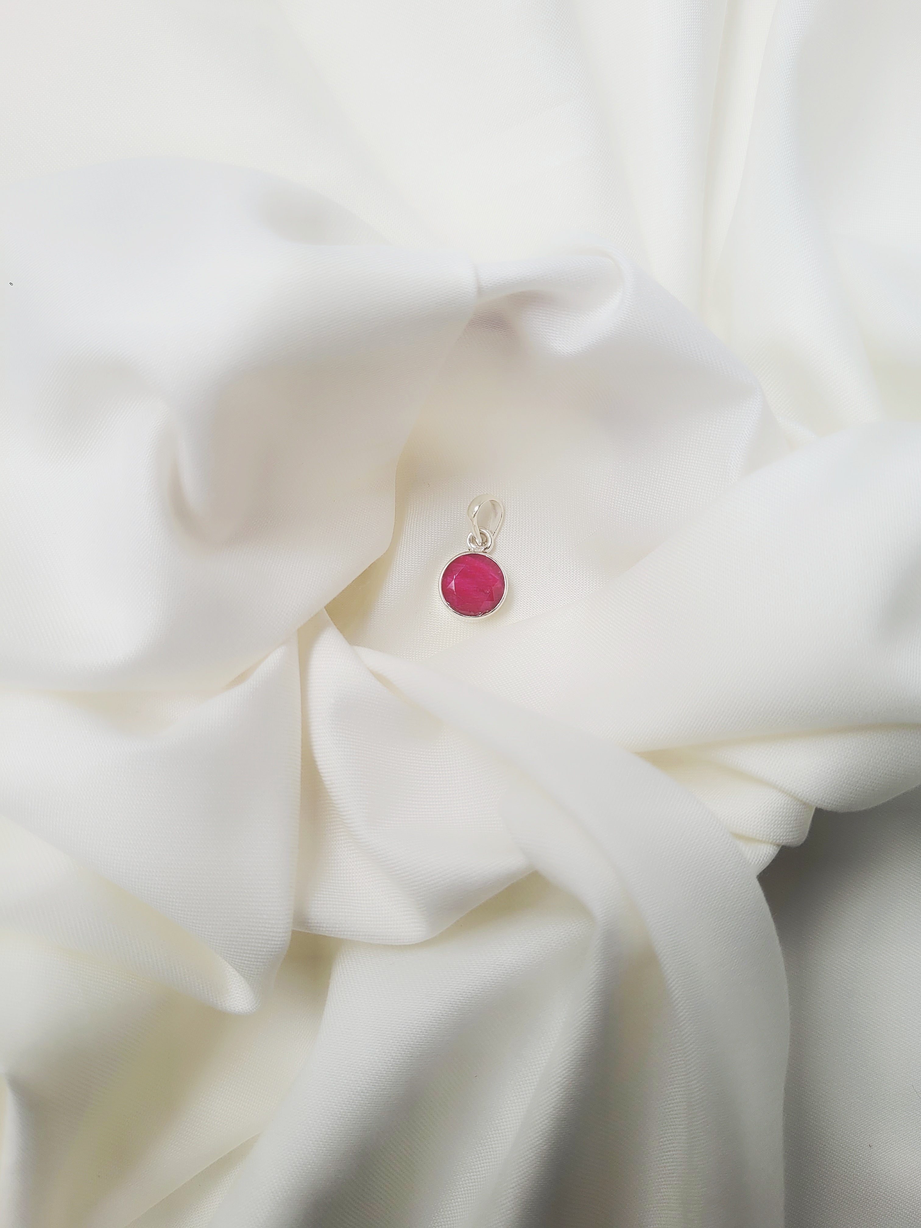 Ruby Radiance 92.5 Silver Pendant (Without Chain)
