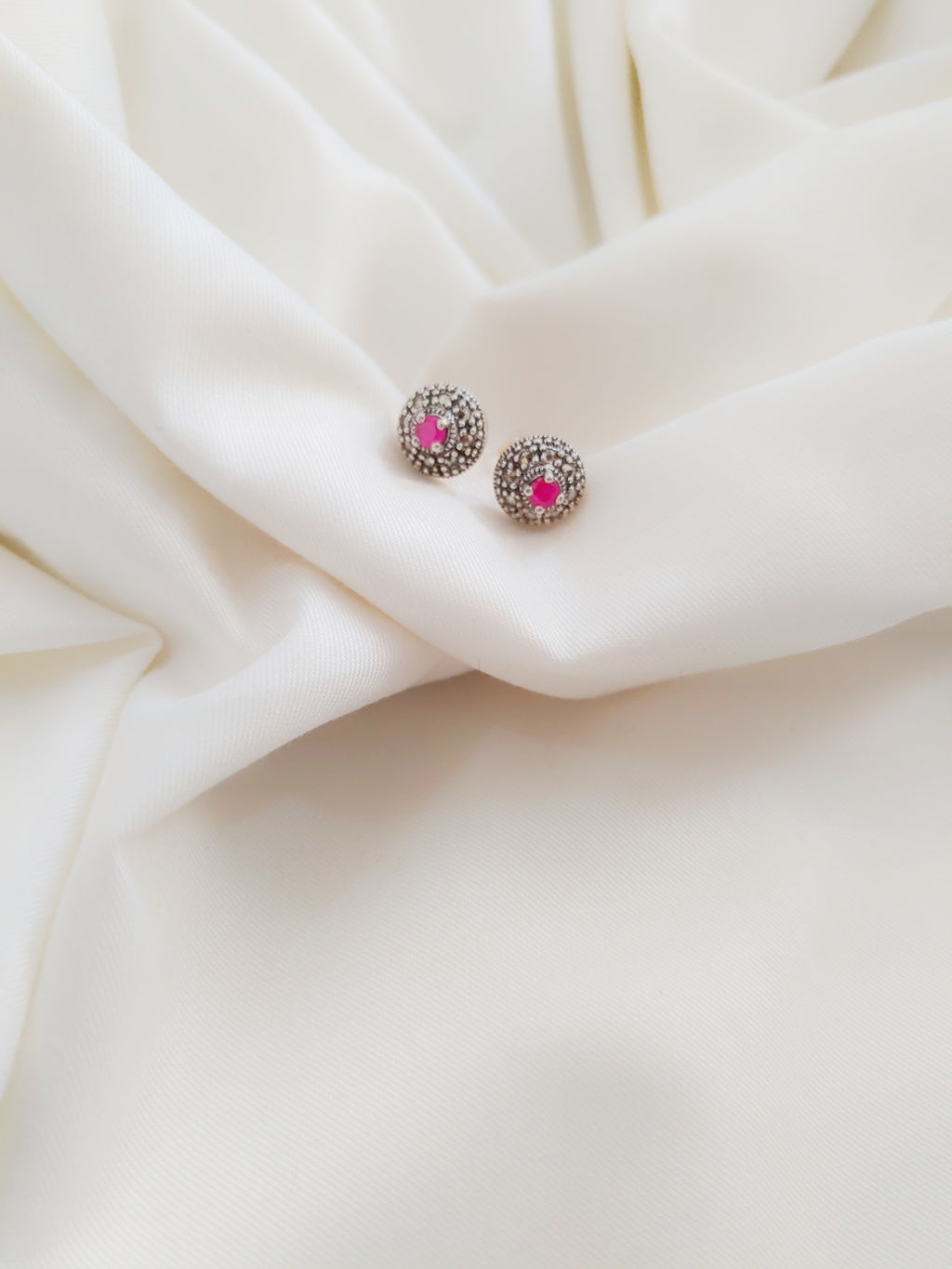 Rosea Dome 92.5 Silver Marcasite Stud Earrings