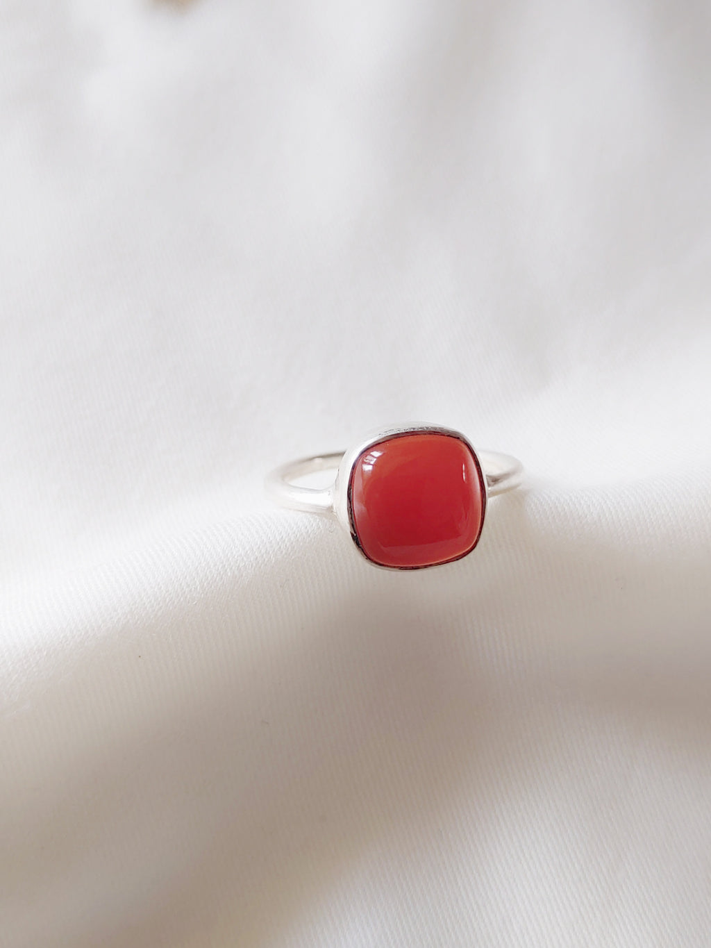 Agni Red Onyx Stone 925 Silver Adjustable Ring