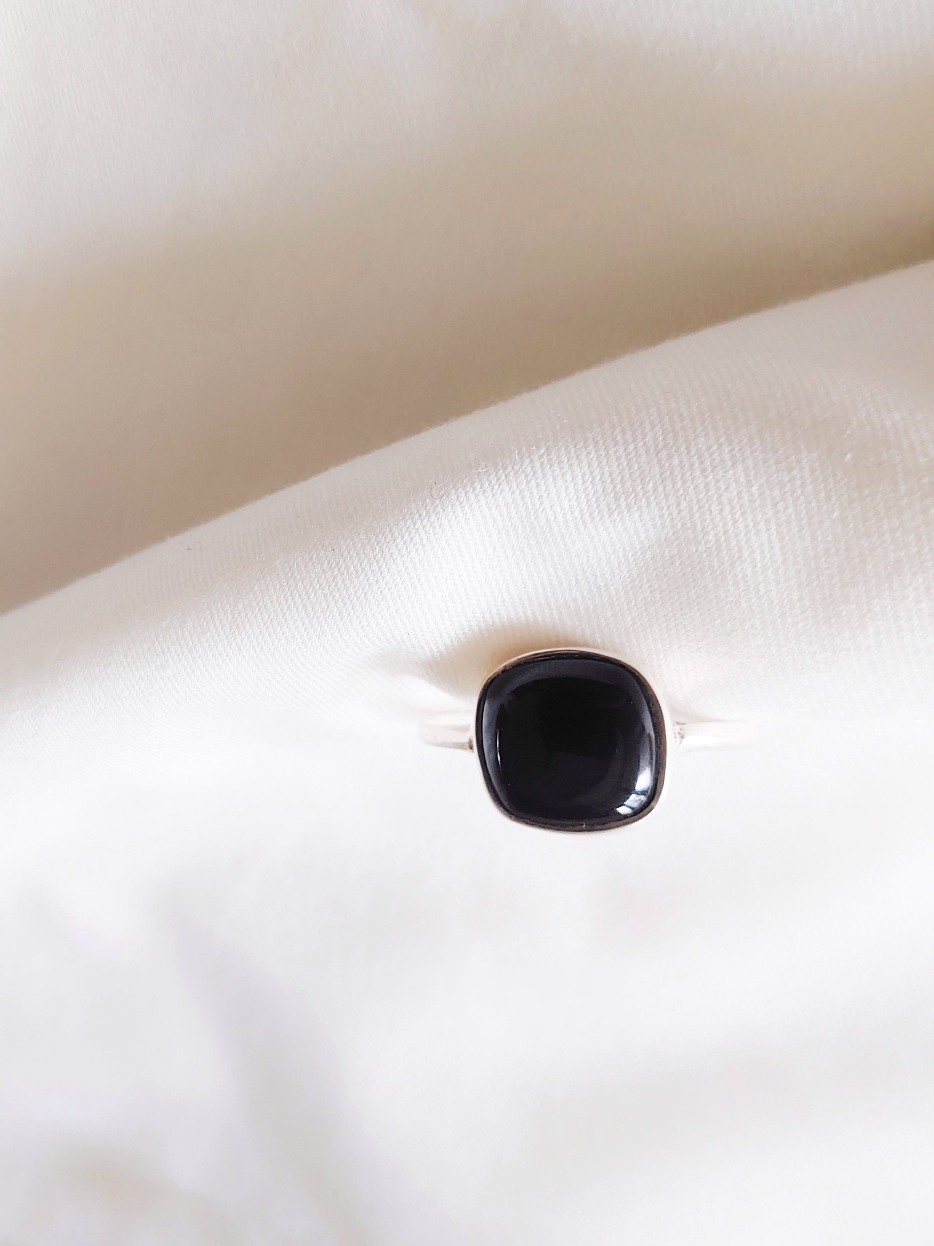 Aghor Black Onyx Stone 92.5 Silver Adjustable Ring