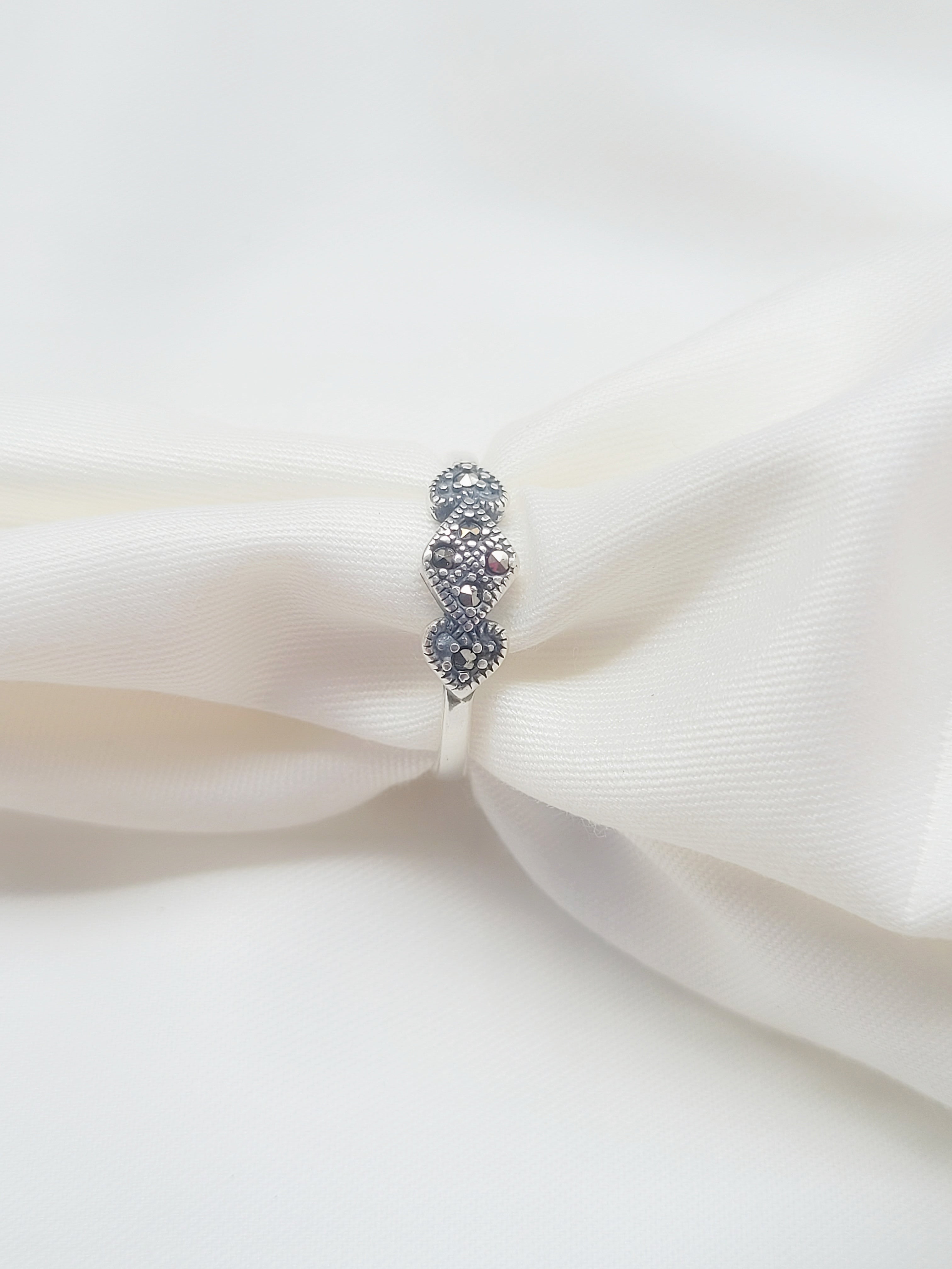 Marcasite Twilight Leaf 92.5 Silver Ring