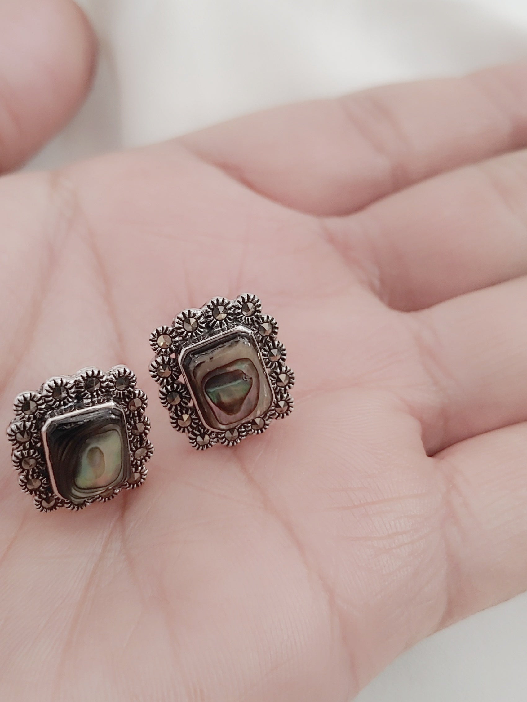 Mayura Glow 92.5 Silver Marcasite Stud Earrings