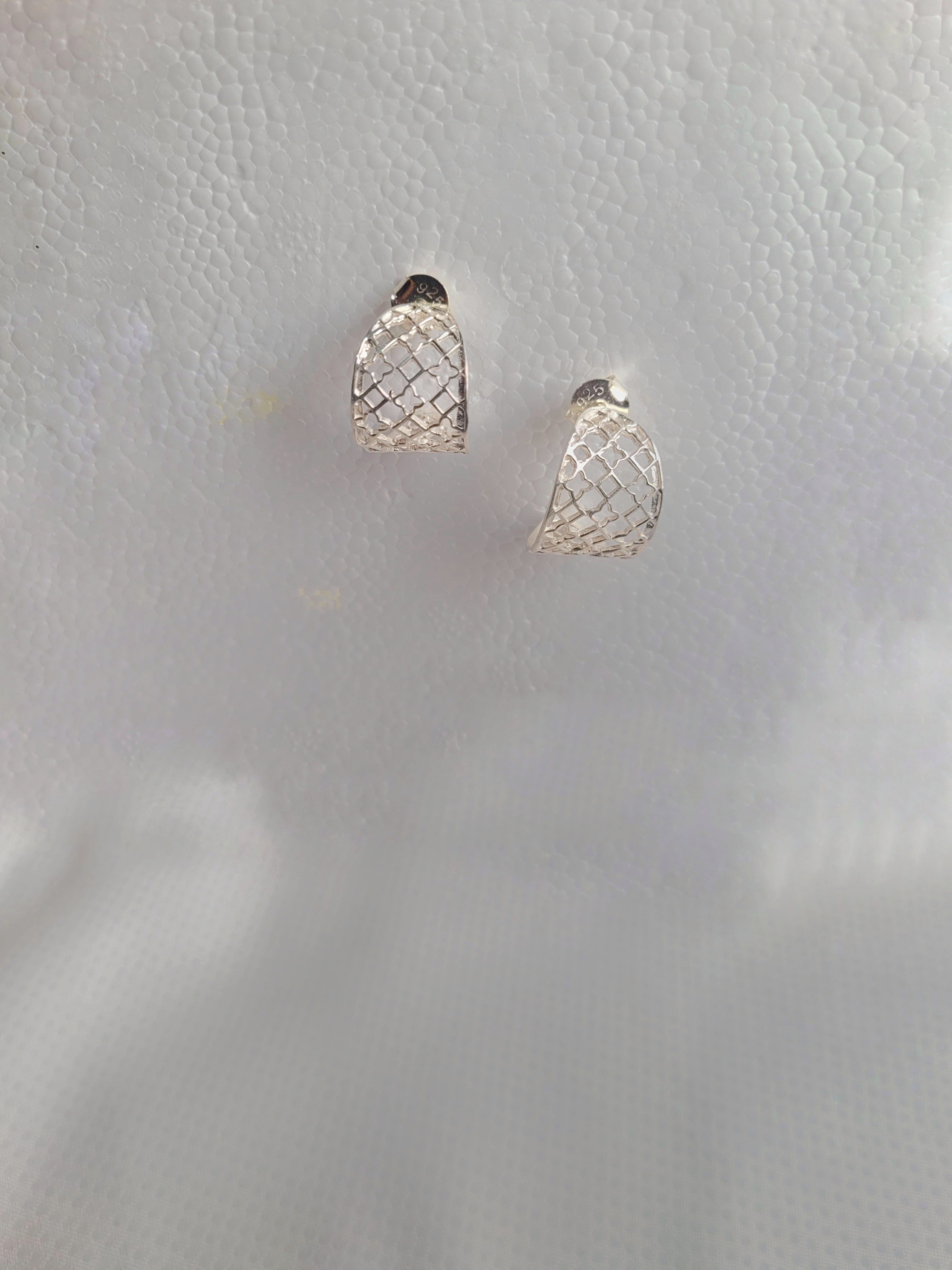 Mesh Mirage 92.5 Silver drops Studs - Handcrafted