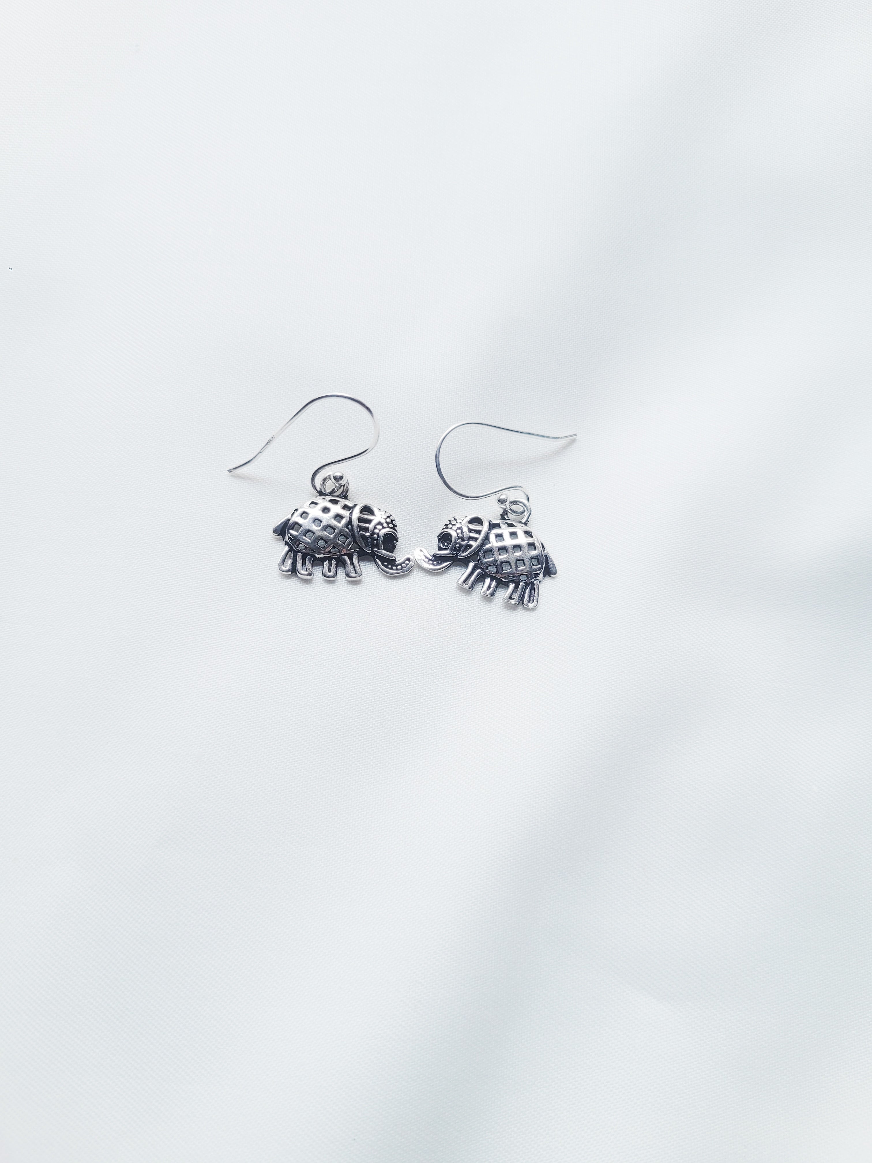 Haathi Charm 92.5 Silver Drop Earrings - Handcrafted