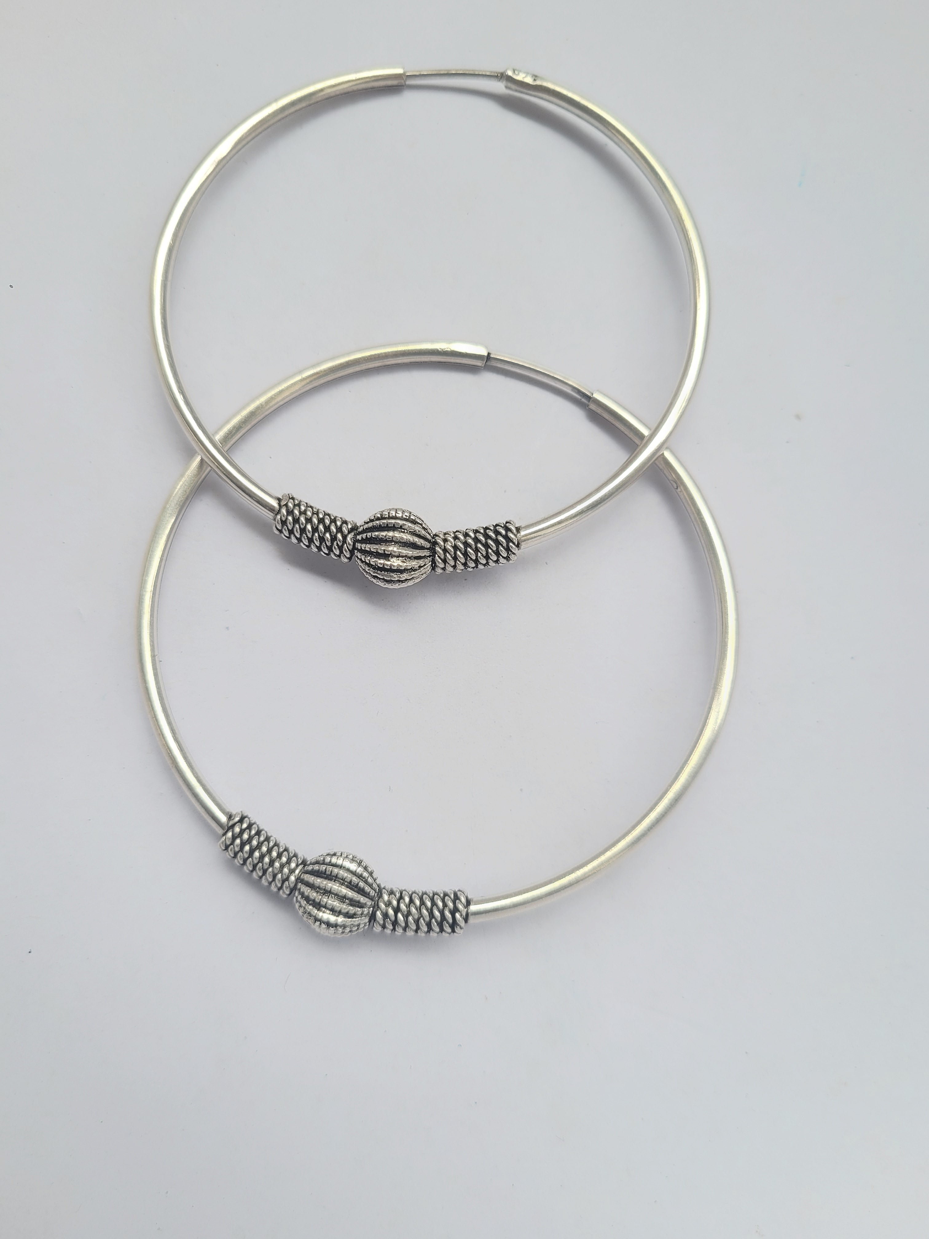 Vritika 92.5 Silver Statement Hoop Earrings