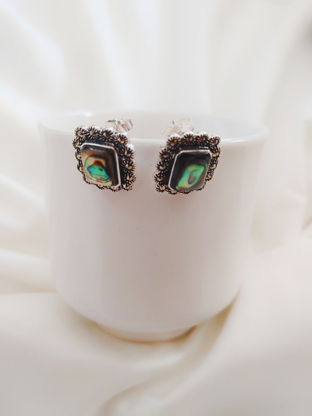 Mayura Glow 92.5 Silver Marcasite Stud Earrings
