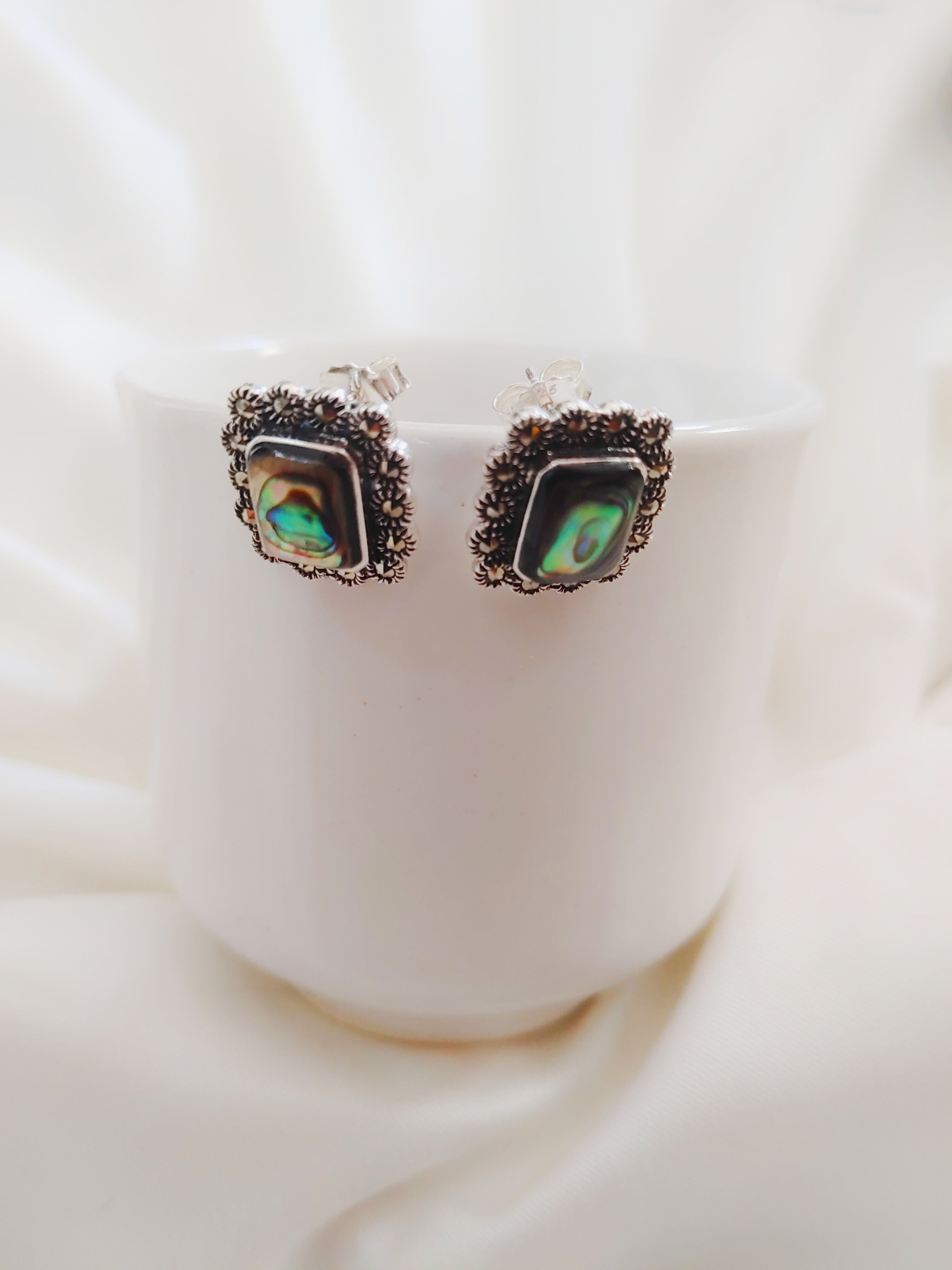 Mayura Glow 92.5 Silver Marcasite Stud Earrings