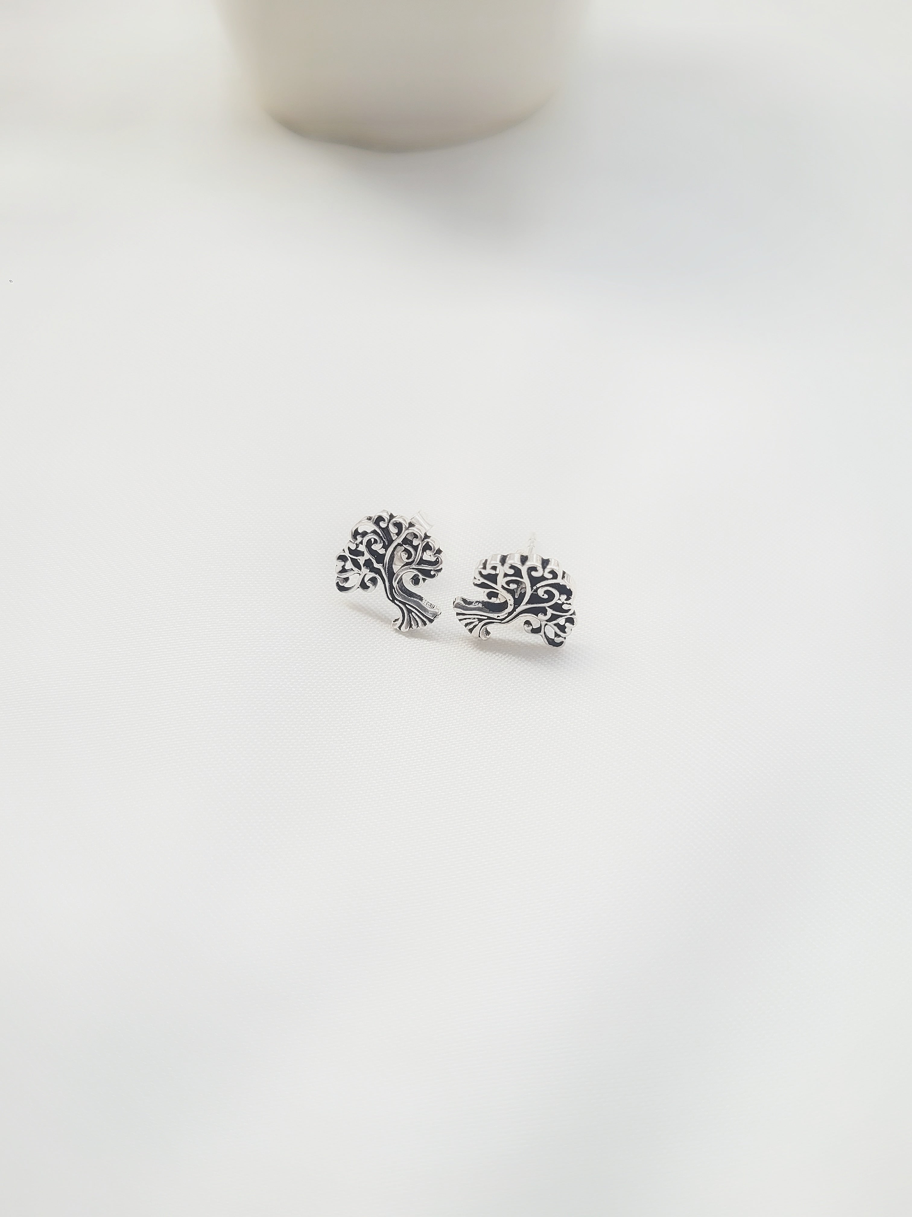 Tree Stud 92.5 Silver Earrings - Handcrafted