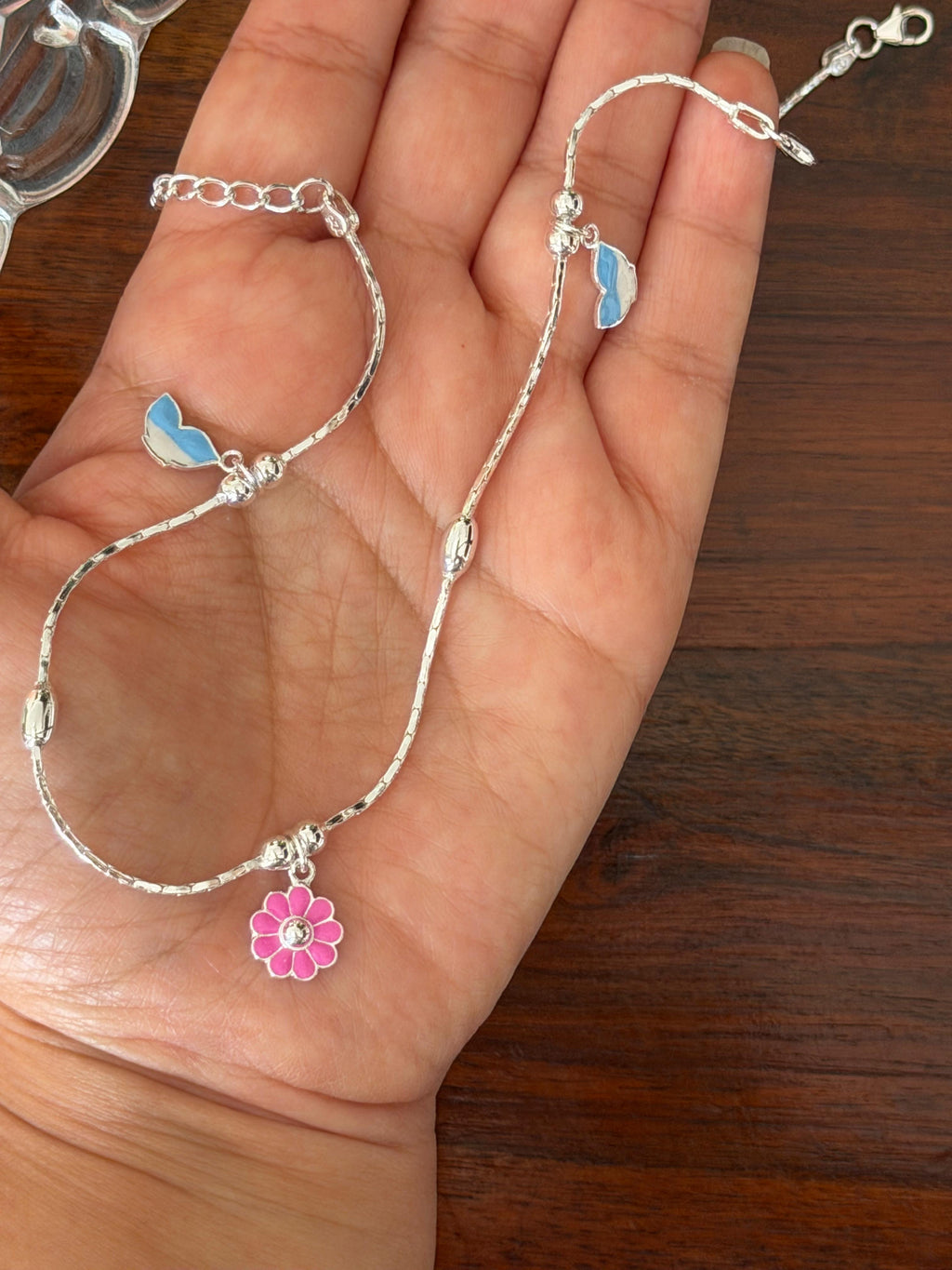 Kusumpari 92.5 Lightweight Silver Anklet - Pair