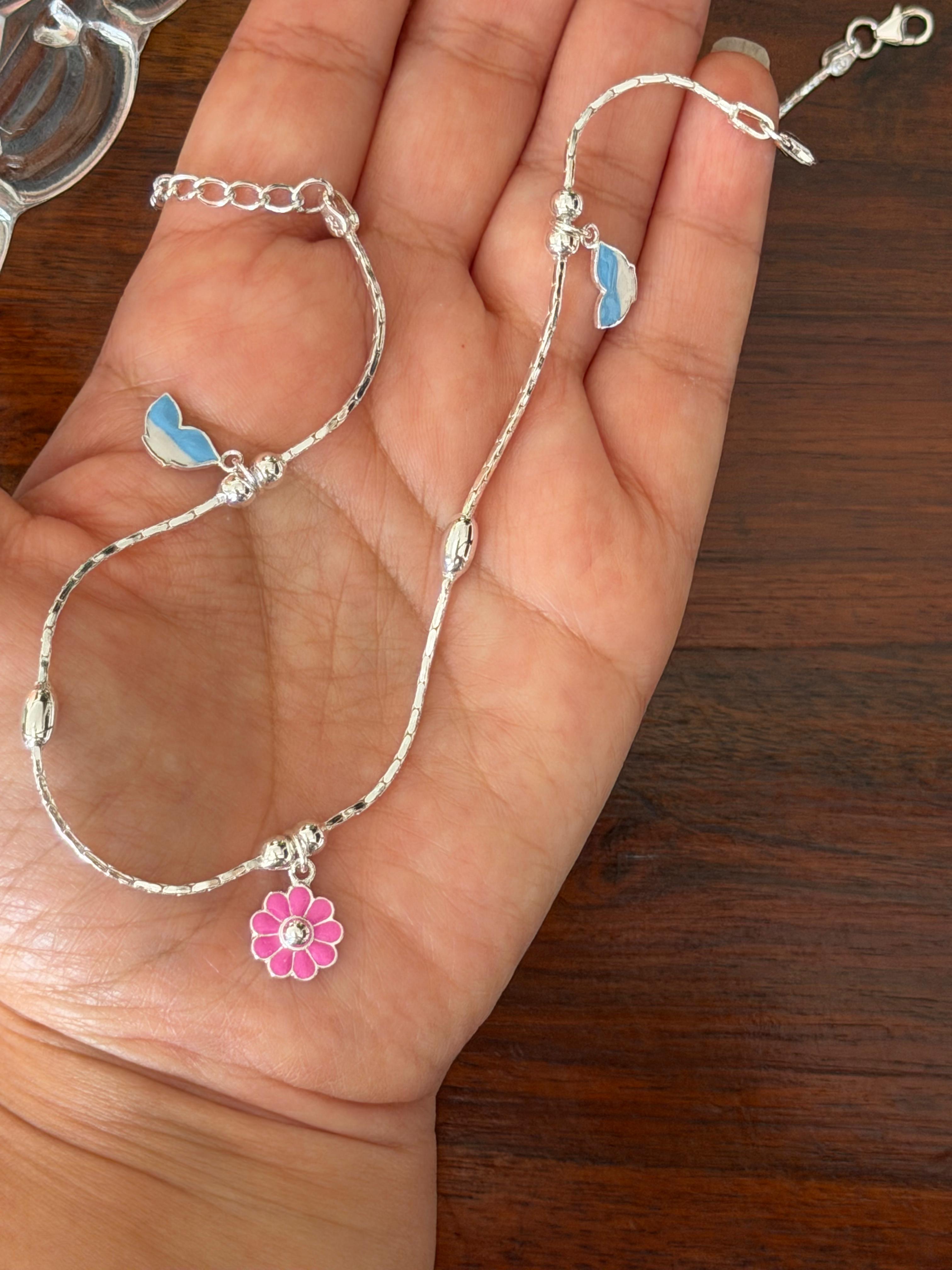 Kusumpari 92.5 Lightweight Silver Anklet - Pair