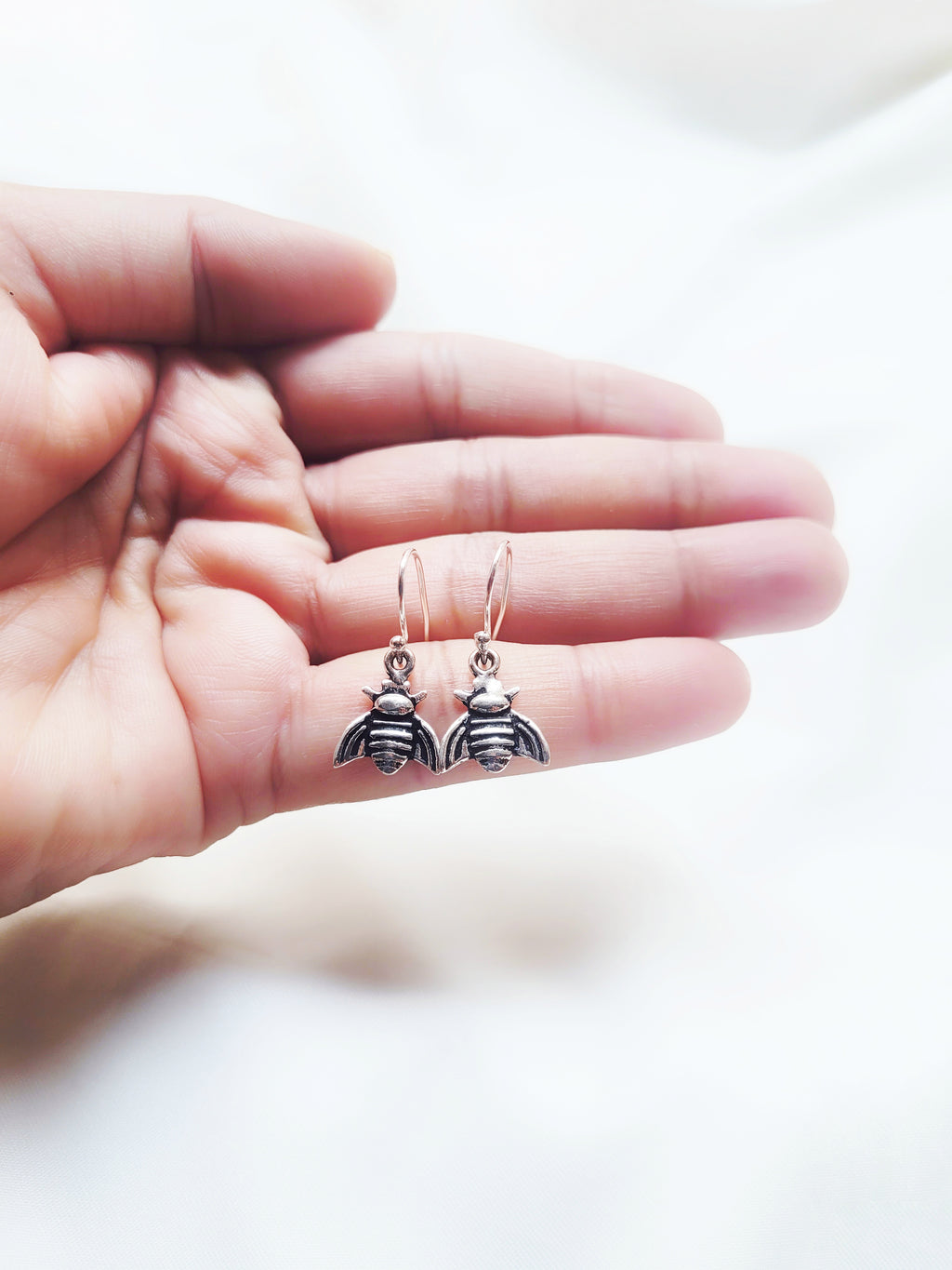 Bee Charm 92.5 Silver Drop Earrings - Handcrafted