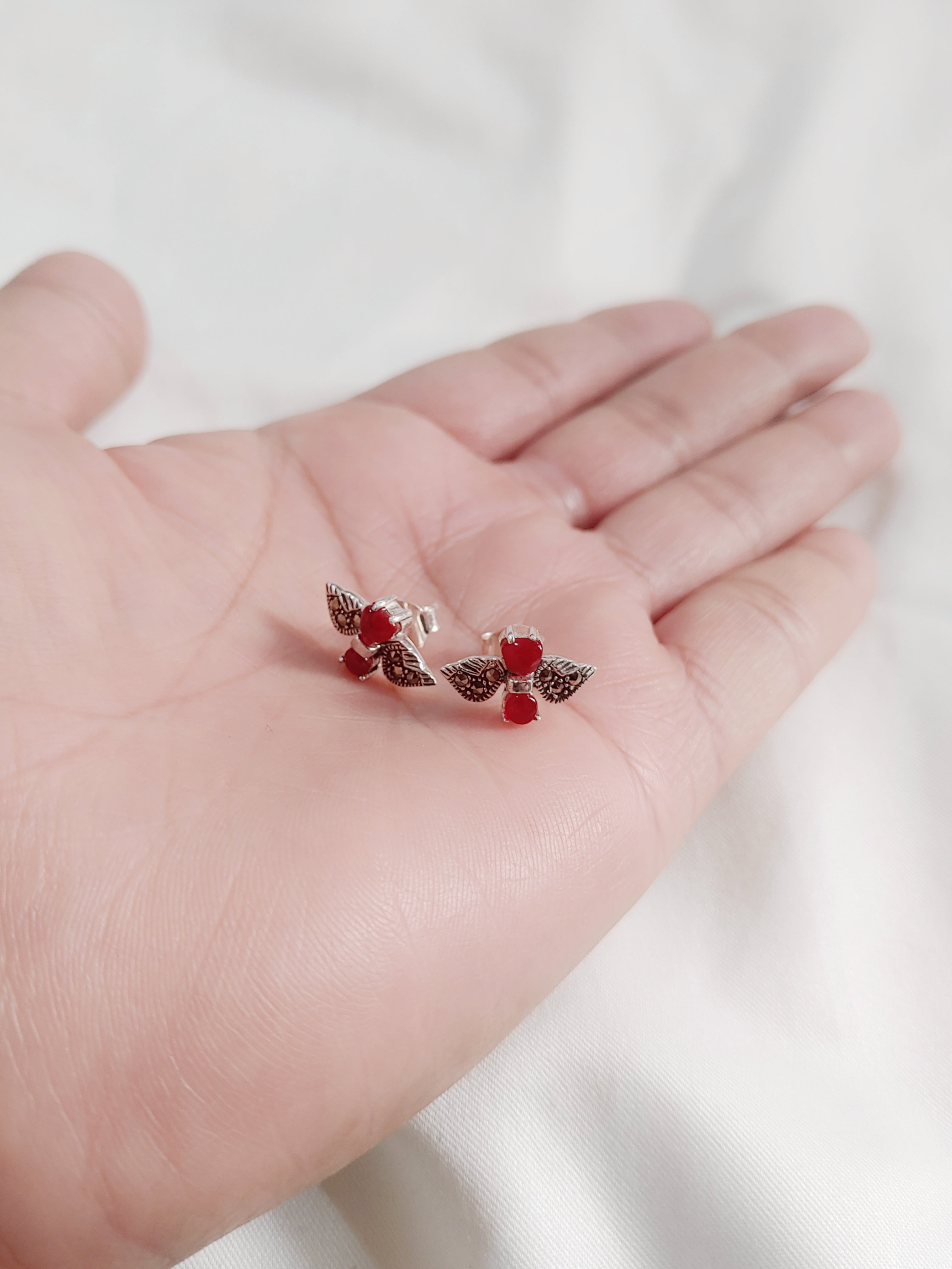 Angel Wing 92.5 Silver Marcasite Stud Earrings