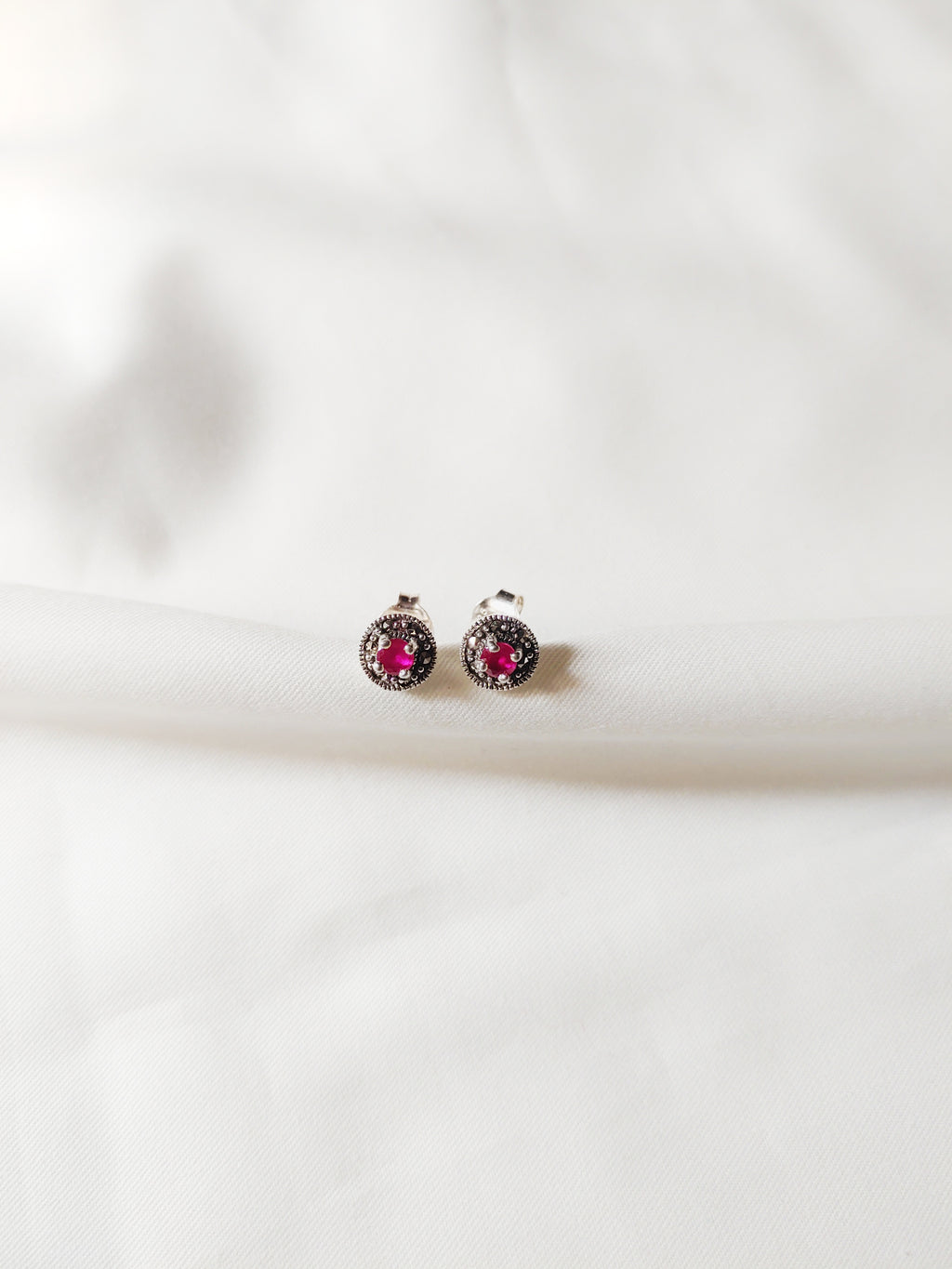 Rose Lock 925 Silver Marcasite Stud Earrings