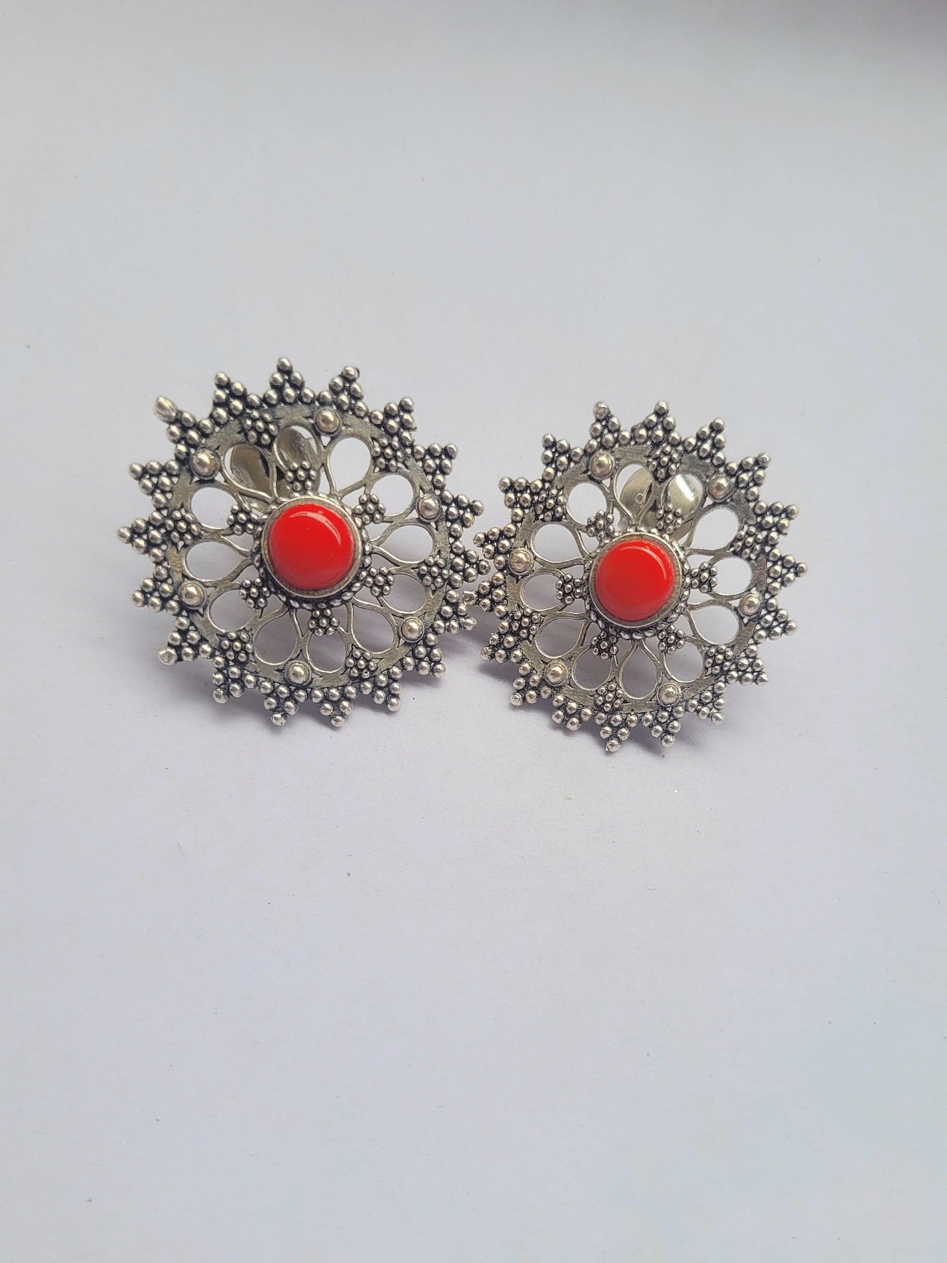 Surangana 92.5 Silver Statement Studs - Handcrafted