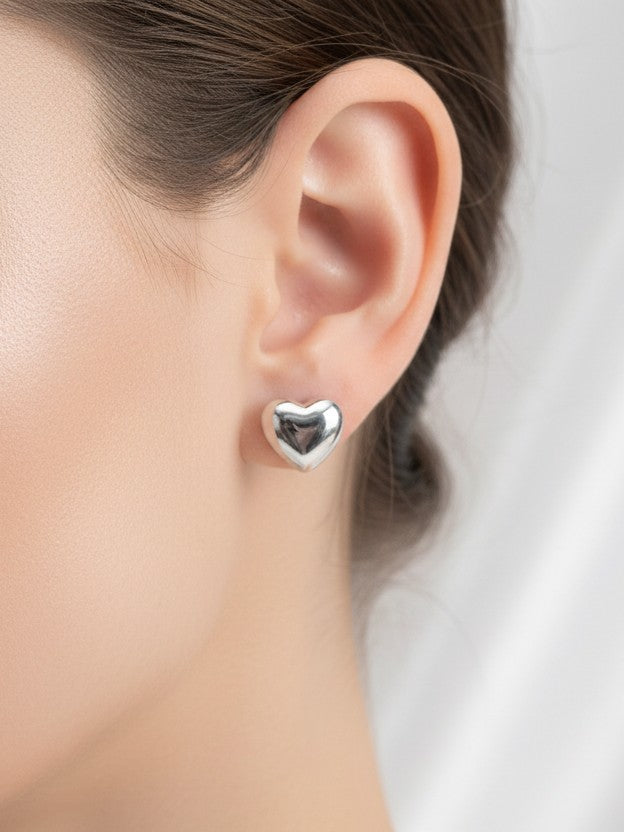 Silver Heart Studs 925 Silver Studs - Handcrafted