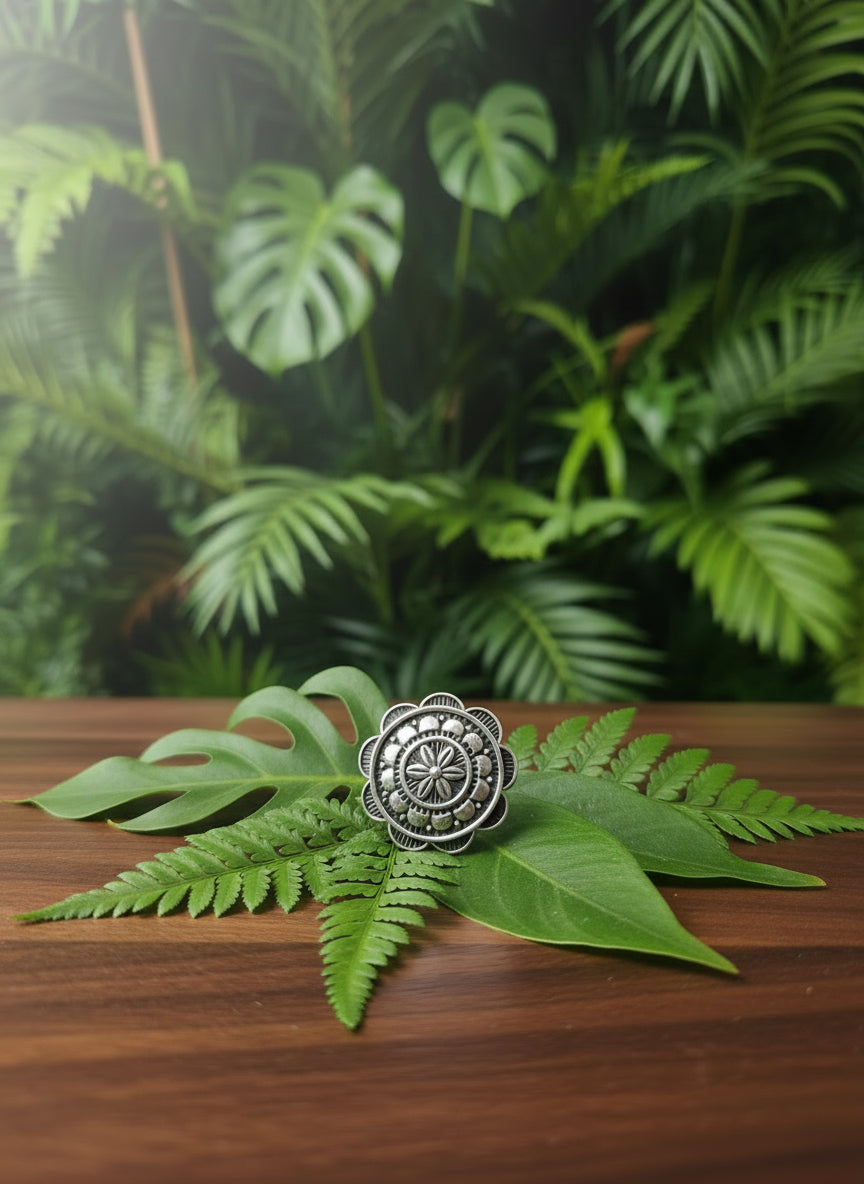 Padmaraga Mandala 92.5 Silver Adjustable Ring