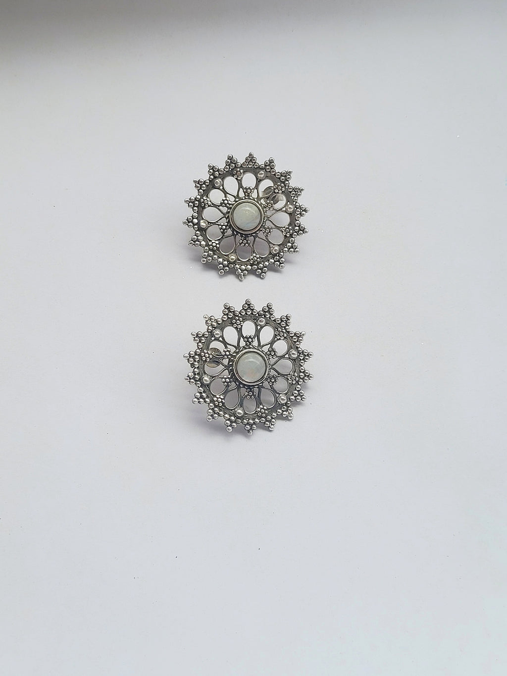 Surangana 92.5 Silver Statement Studs - Handcrafted