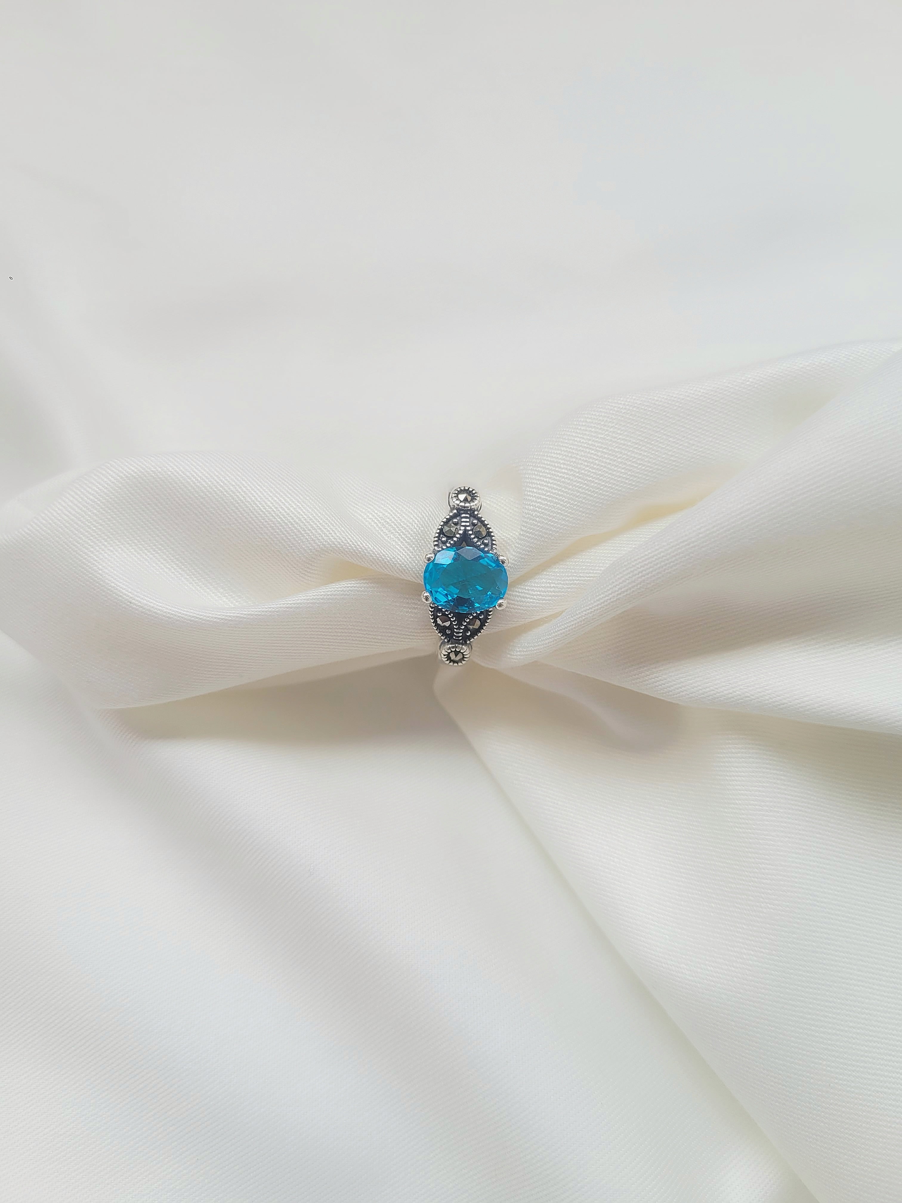 Marcasite Ocean Flame 92.5 Silver Ring