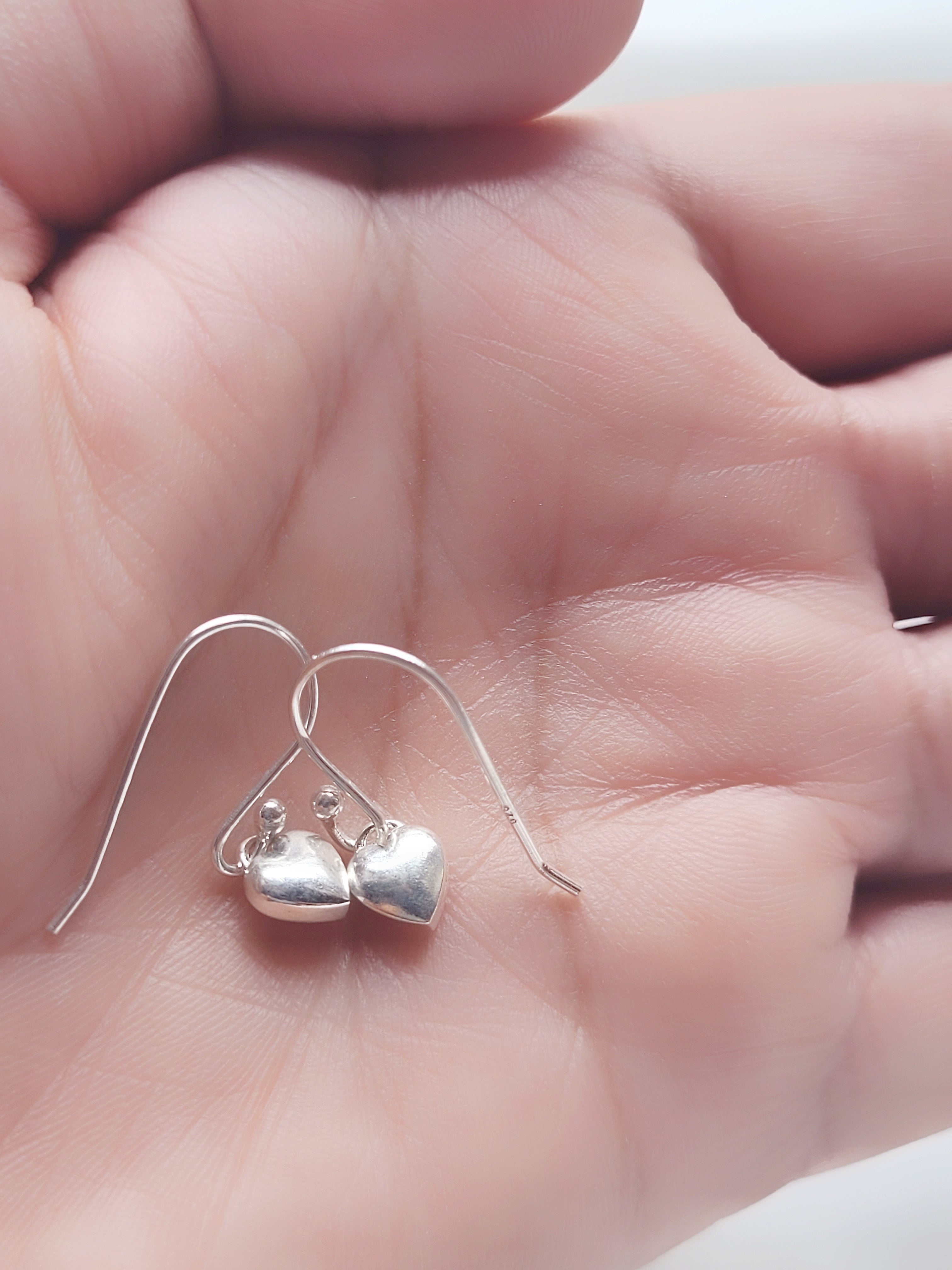 Little Heart 92.5 Silver Drop Earrings - Handcrafted